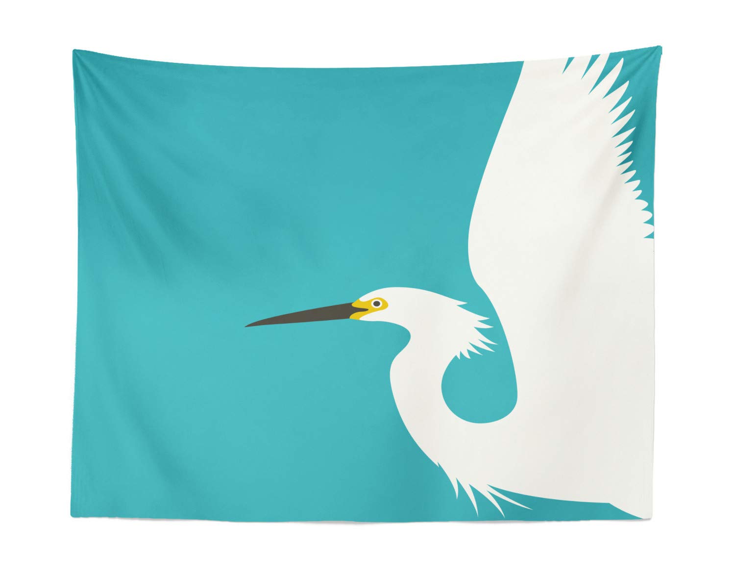 Ambesonne Egret Tapestry Wall Art - Elegant Heron Bird with Spread Wings Design - 28