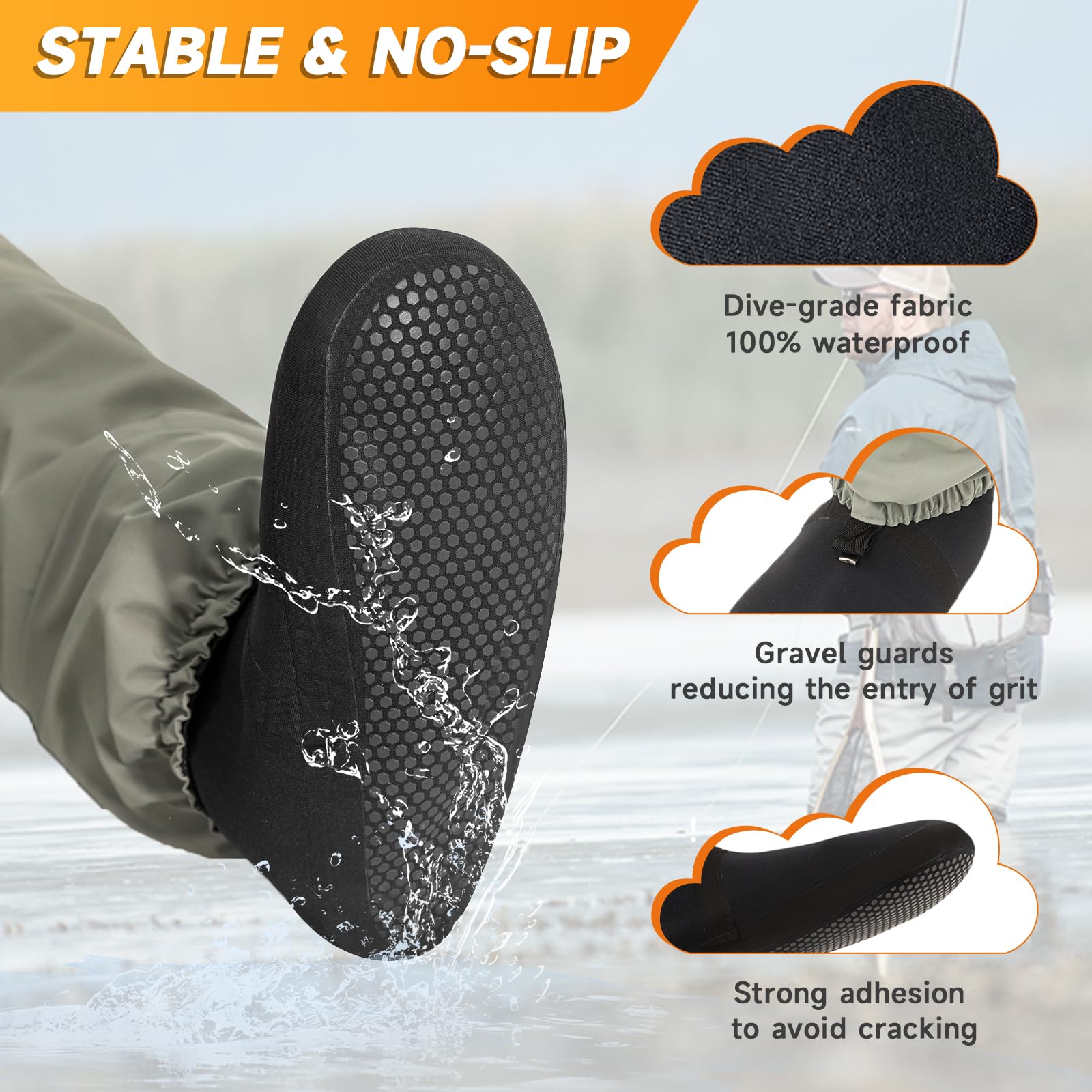 Waterproof Breathable Stocking Foot Chest Waders for Men & Women - Fly Fishing Gear for Stream, River & Lake Fishing - Ideal for Trout, Salmon & Bass Anglers