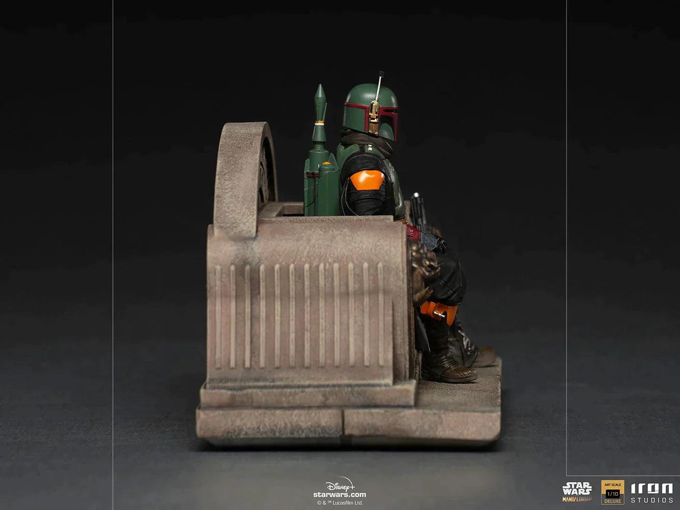 Iron Studios The Mandalorian Boba Fett on Throne Deluxe Art Scale 1/10 Statue - Premium Collectible for Star Wars Fans, Home Decor & Display