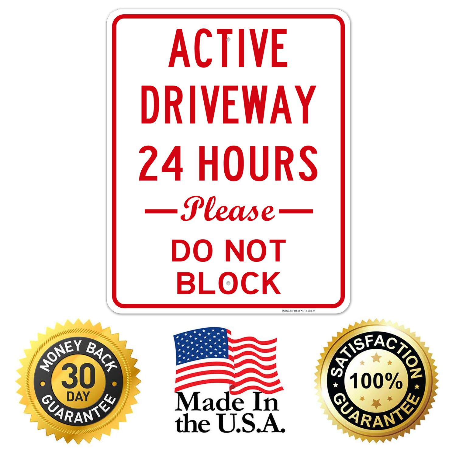 No Parking Sign - 24x30 Inches, Rust-Free .063 Aluminum, Fade Resistant for Driveway & Private Property - Easy Mounting, Indoor/Outdoor Use - Made in USA - Perfect for Residential Driveways, Commercial Entrances & Restricted Areas