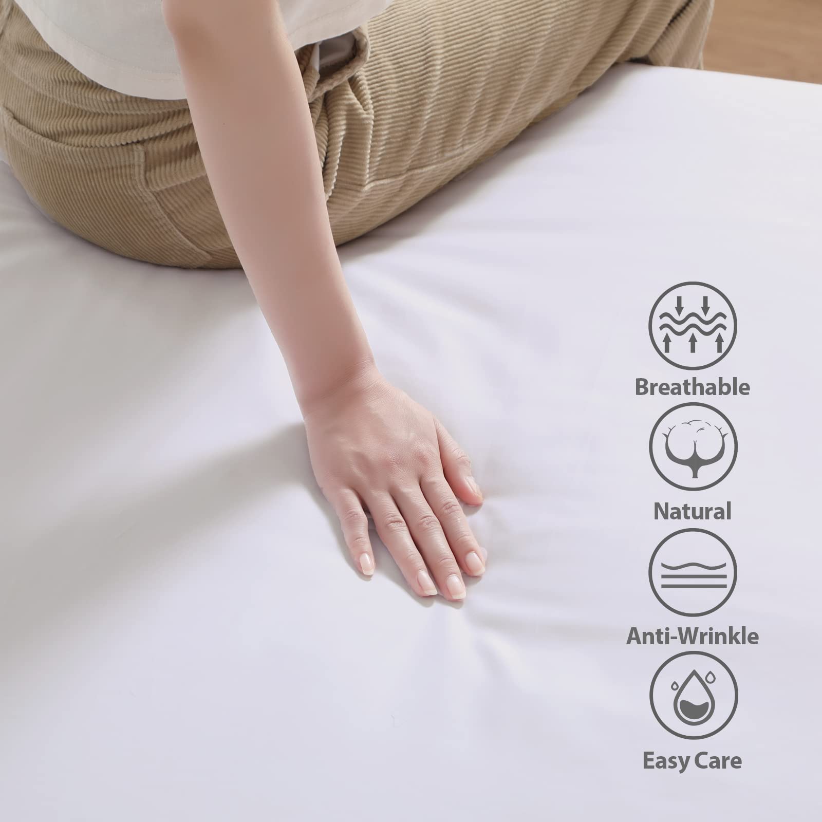 Luxury 100% Egyptian Cotton Fitted Sheet - Twin Size White 600 Thread Count - Deep Pocket 8-16
