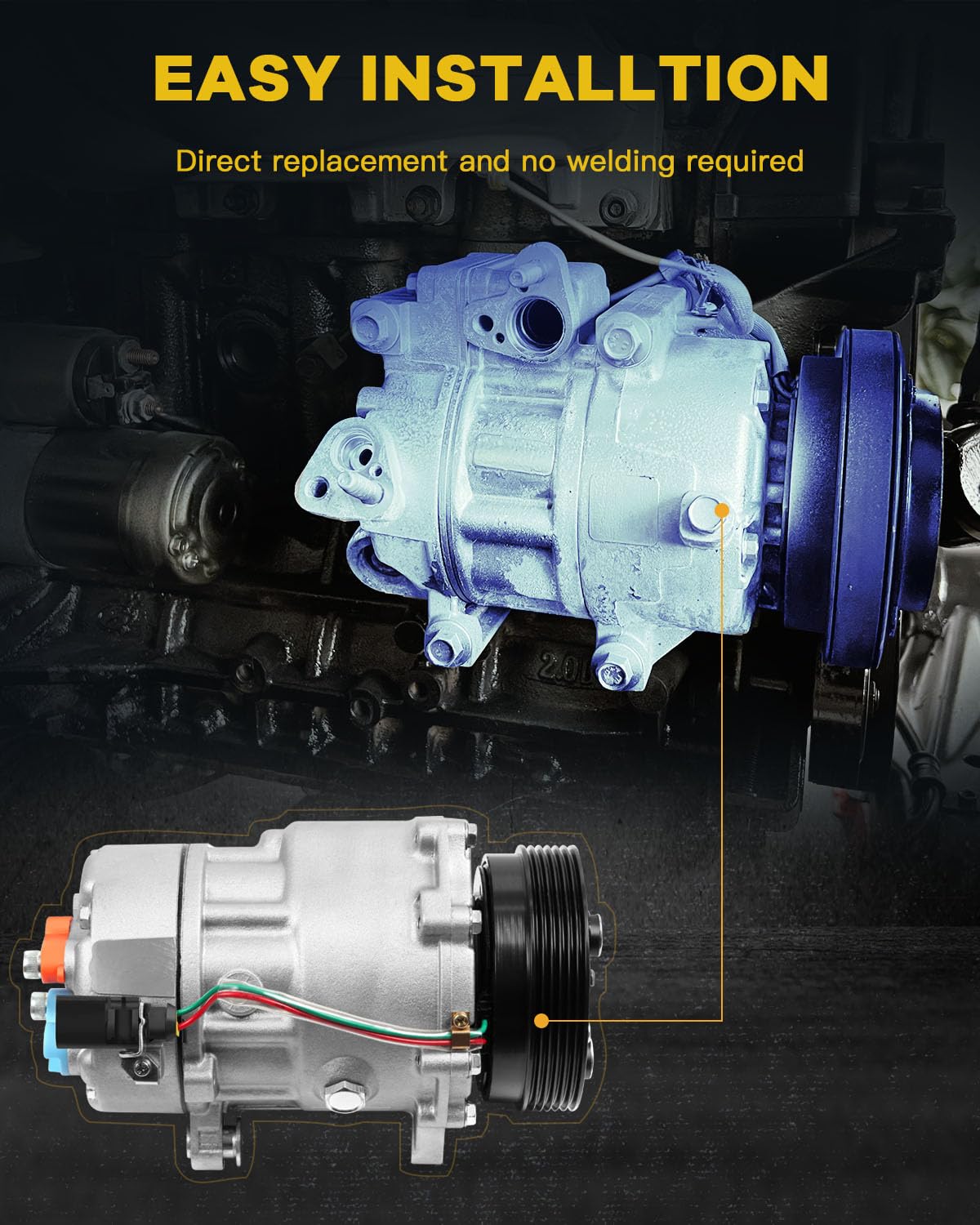 INEEDUP AC Compressor & A/C Clutch Compatible with 1999-2001 VW Golf Jetta 1.8L 1.9L 2.0L - Replacement for Broken Car Air Conditioning Parts - Perfect for Summer Cooling & Auto Repair