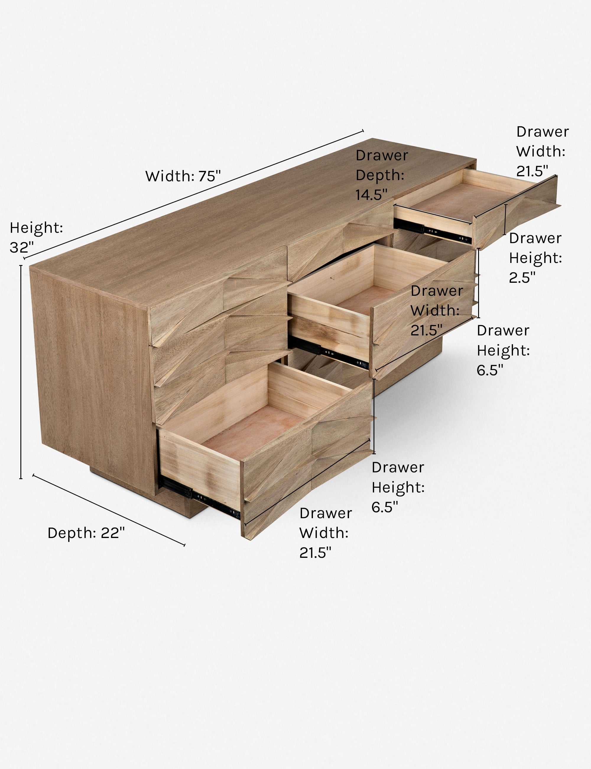 Callen Dresser - Modern 6-Drawer Chest for Bedroom, Living Room & Office - Solid Wood Storage Cabinet with Smooth Gliding Drawers - Perfect for Organizing Clothes, Linens & Home Essentials