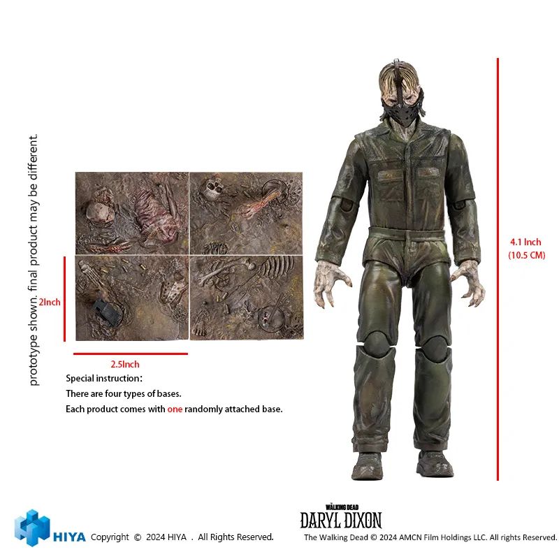 PRE ORDER - 1/18 Scale HIYA 4-Inch Action Figure: The Walking Dead Daryl Dixon Dark Eyes Walker Collectible - Perfect for Display, Gift Giving & The Walking Dead Fans Collection