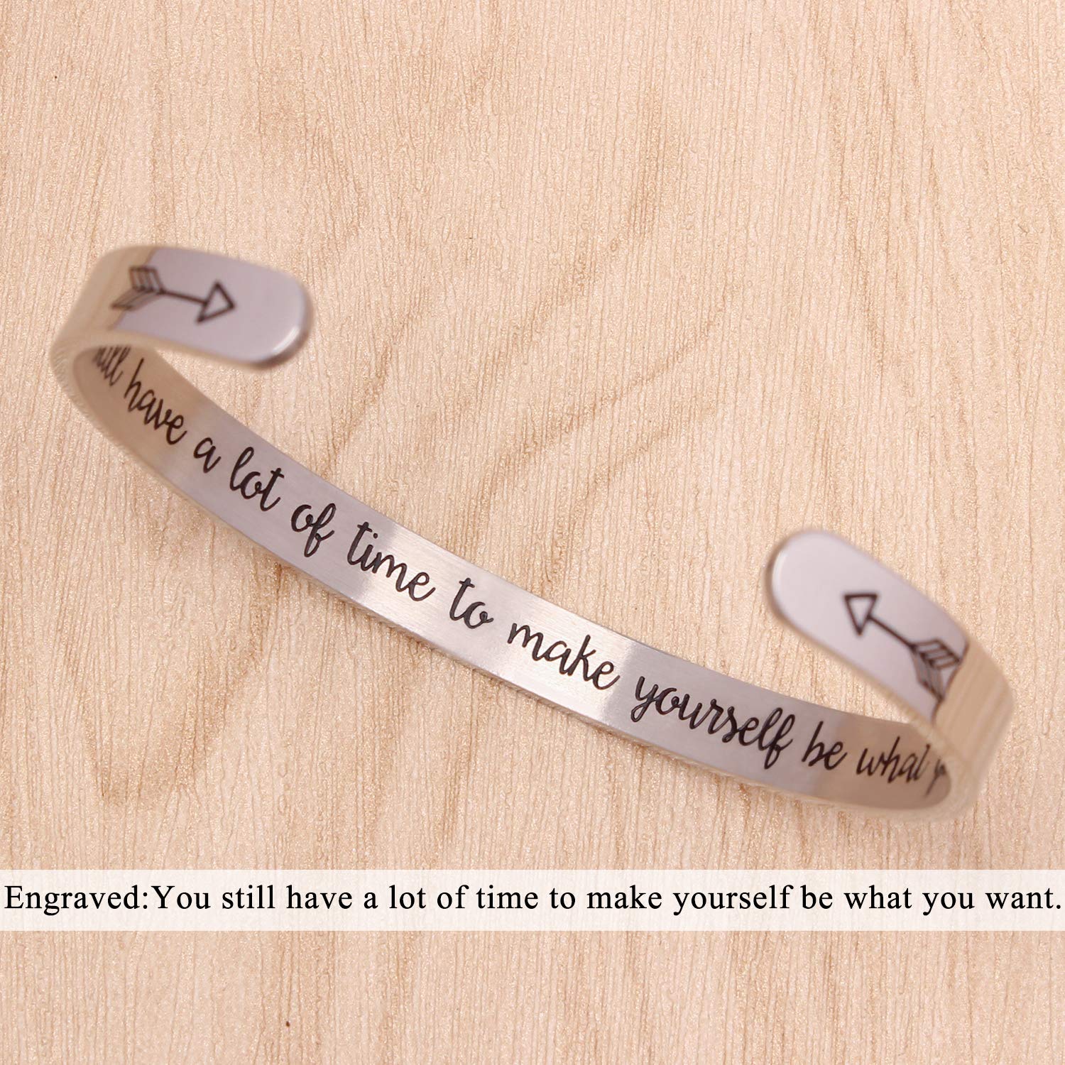 Inspirational Cuff Bracelet for Women - Birthday Gift for Mom & Friends - Motivational Jewelry for Daily Wear