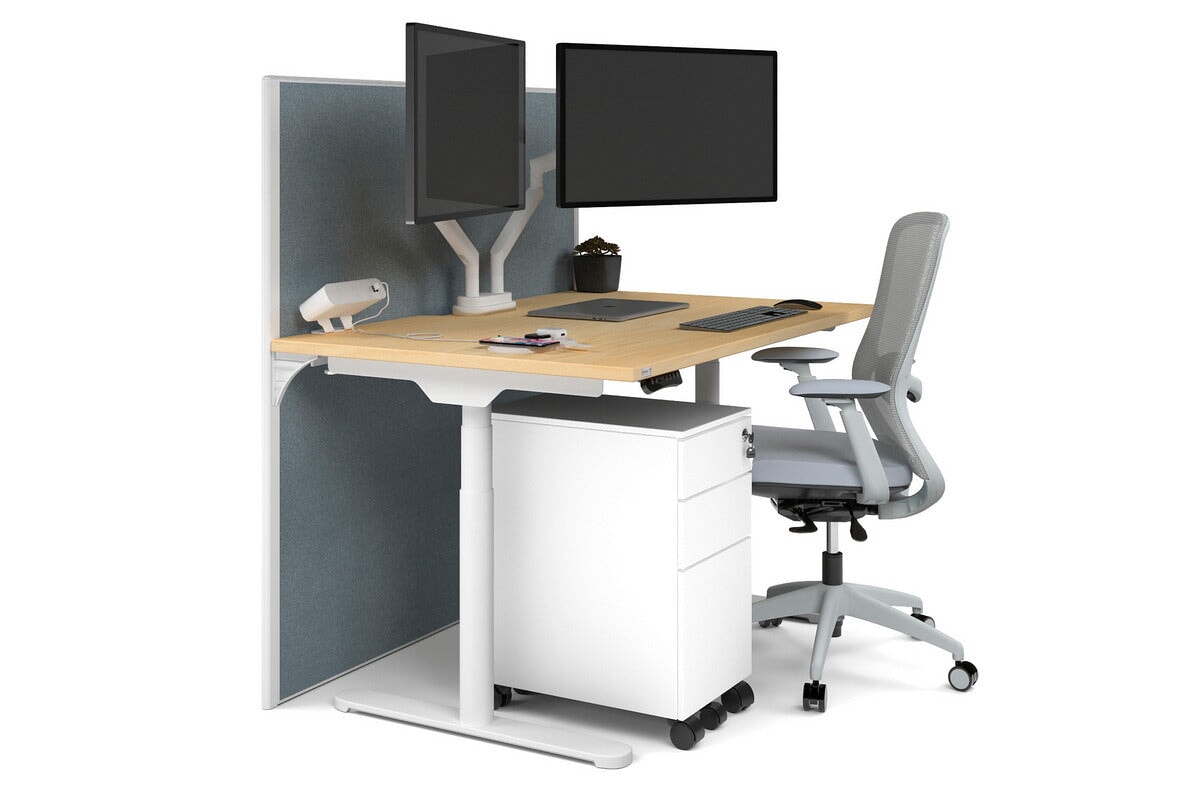 Flexi Premium Height Adjustable Single Workstation Desk - 1400L x 800W with Cable Management - Ergonomic Standing Desk for Home Office & Workspace