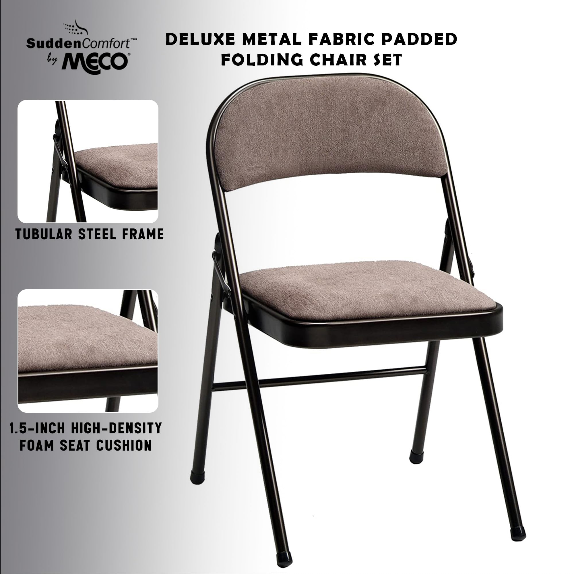 MECO 4 Pack Padded Folding Chairs with Cushioned Corrin Fabric - Comfortable Foldable Chairs in Cinnabar Red - Perfect for Indoor/Outdoor Events, Parties, Camping & Home Use