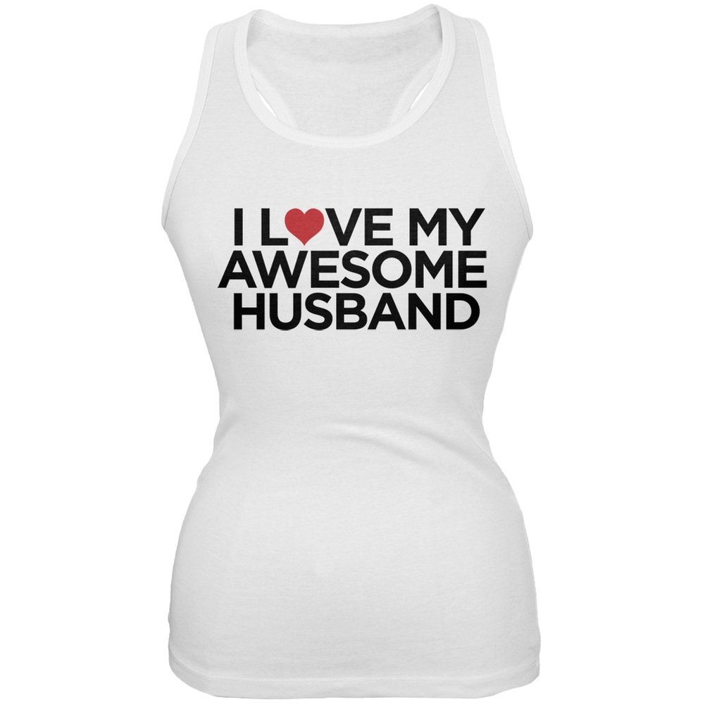 Best 'I Love My Awesome Husband' White Soft Tank Top for Women - Perfect Gift for Anniversary, Valentine's Day & Couple Outfits