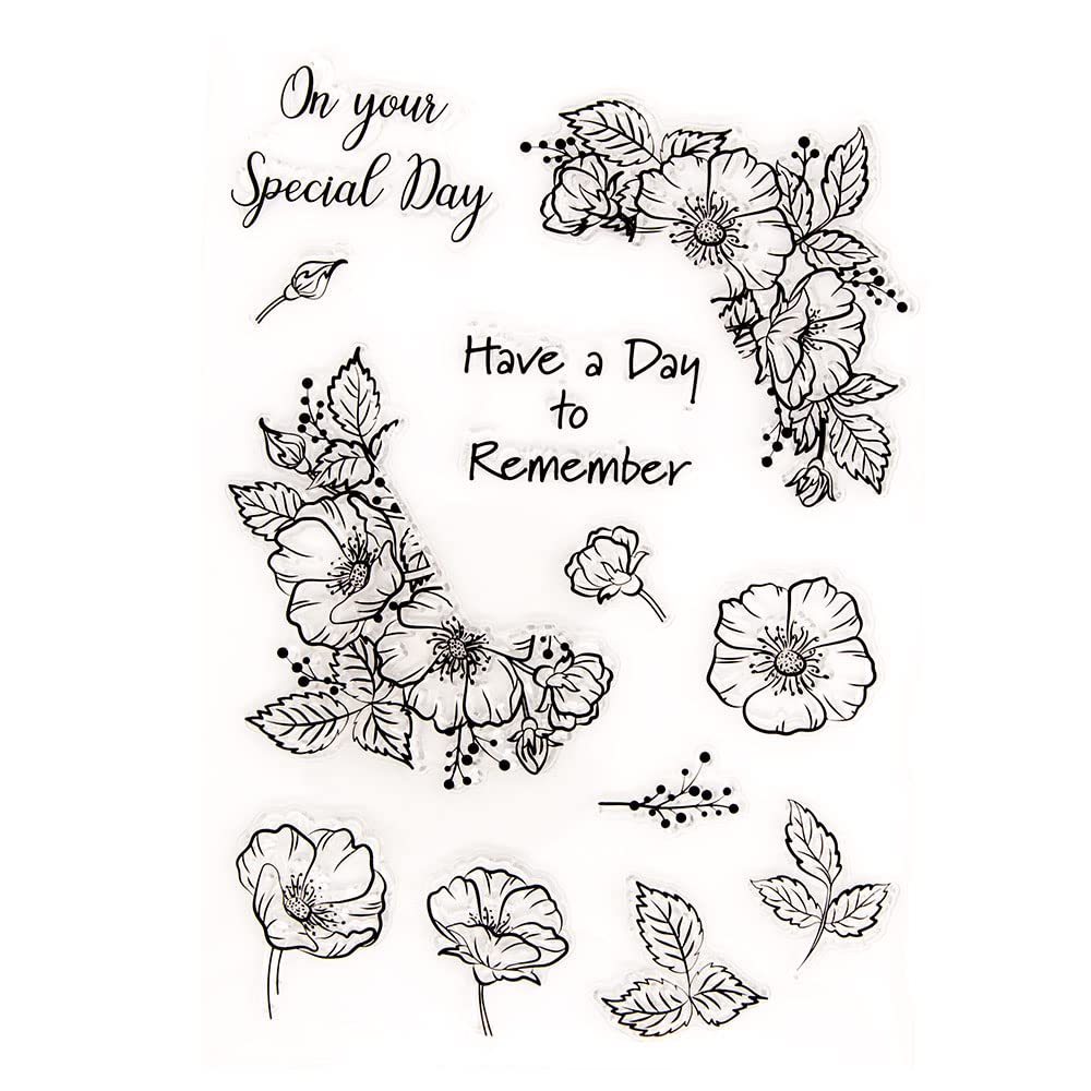 LZBRDY 5.9x8.3 Inch Floral Leaf Clear Stamps for DIY Card Making, Scrapbooking - Perfect for Birthday, Thanksgiving, Christmas & Valentine's Day Crafts - Premium Silicone Stamps for Paper Crafting and Gift Wrapping
