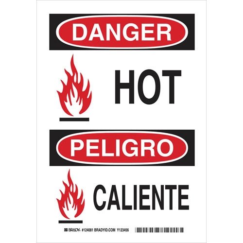 Brady 124081 Danger Hot Sign - Pack of 15 Safety Warning Signs for Industrial Workplaces & Construction Sites