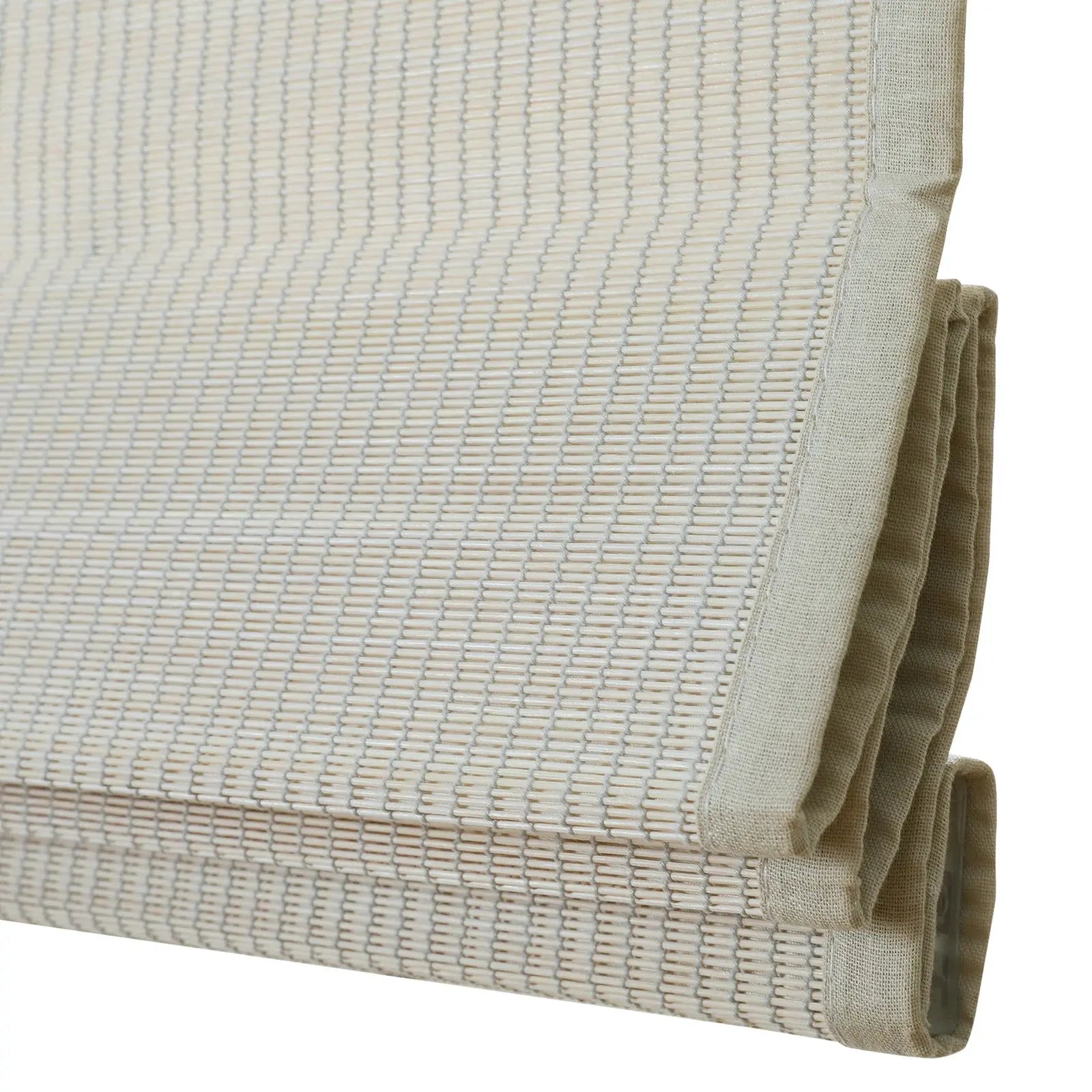 Sybil Bamboo Roman Shade - Natural Birch White Window Treatment for Living Room & Bedroom | Eco-Friendly Roller Blind for Home Decor