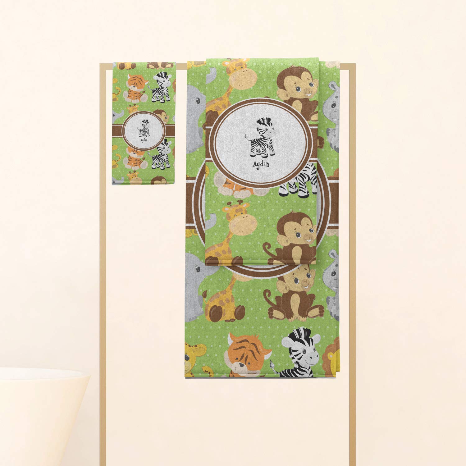 Custom Personalized Safari Hand Towel - Full Print Design for Bathroom, Kitchen & Travel - Unique Gift Idea for Animal Lovers