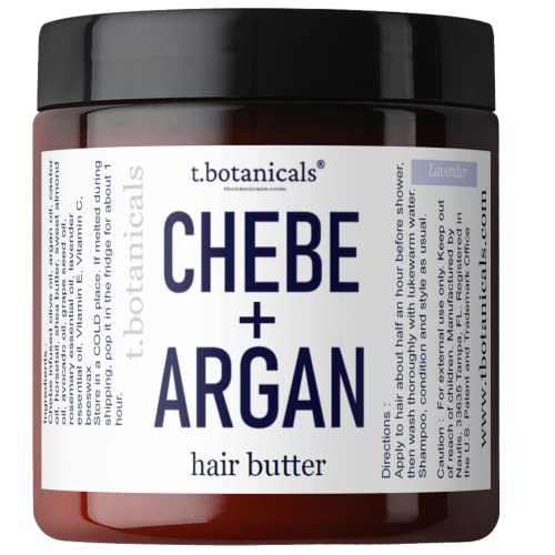 T.Botanicals Chebe Hair Growth Butter - Natural Hair Thickening Treatment with Horsetail Extract (Lavender Scent, 4 oz) for Dry, Damaged & Curly Hair - Perfect for Daily Moisturizing & Scalp Care