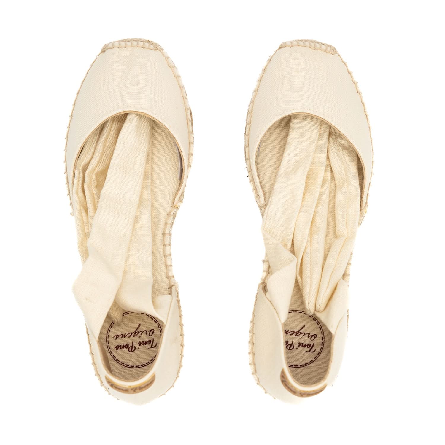 Women's Cotton Blend Wedge Espadrille Shoes with Ribbon Tie - Comfortable Summer Casual Flats for Beach, Vacation & Everyday Wear