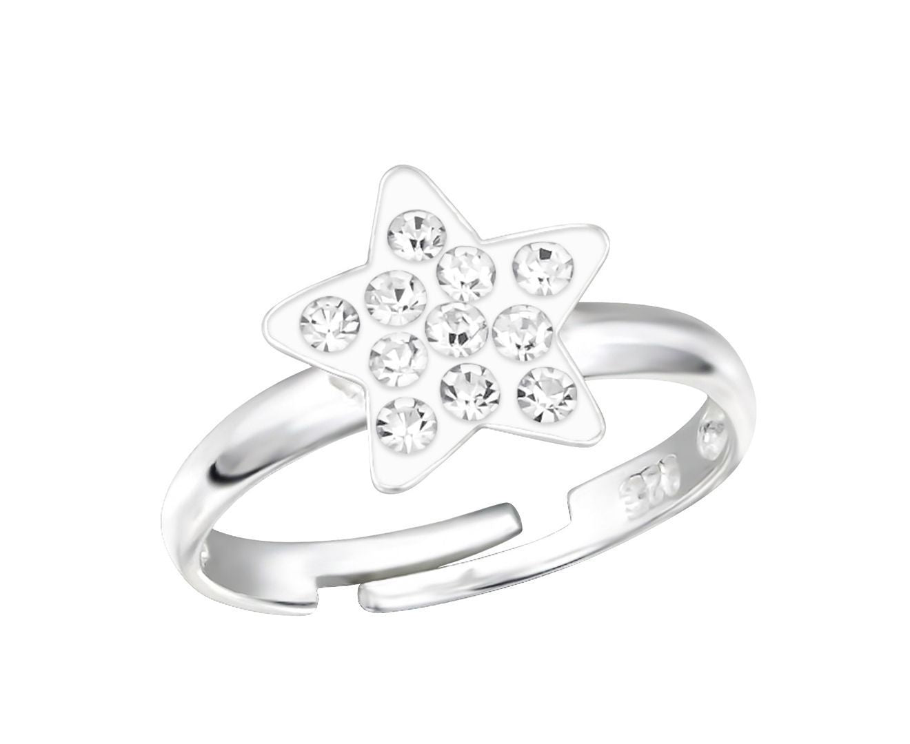 Sparkling Kids' Silver Star Ring with Crystals - Adjustable Size for Girls & Boys - Perfect for Birthday Gifts, Parties & Special Occasions
