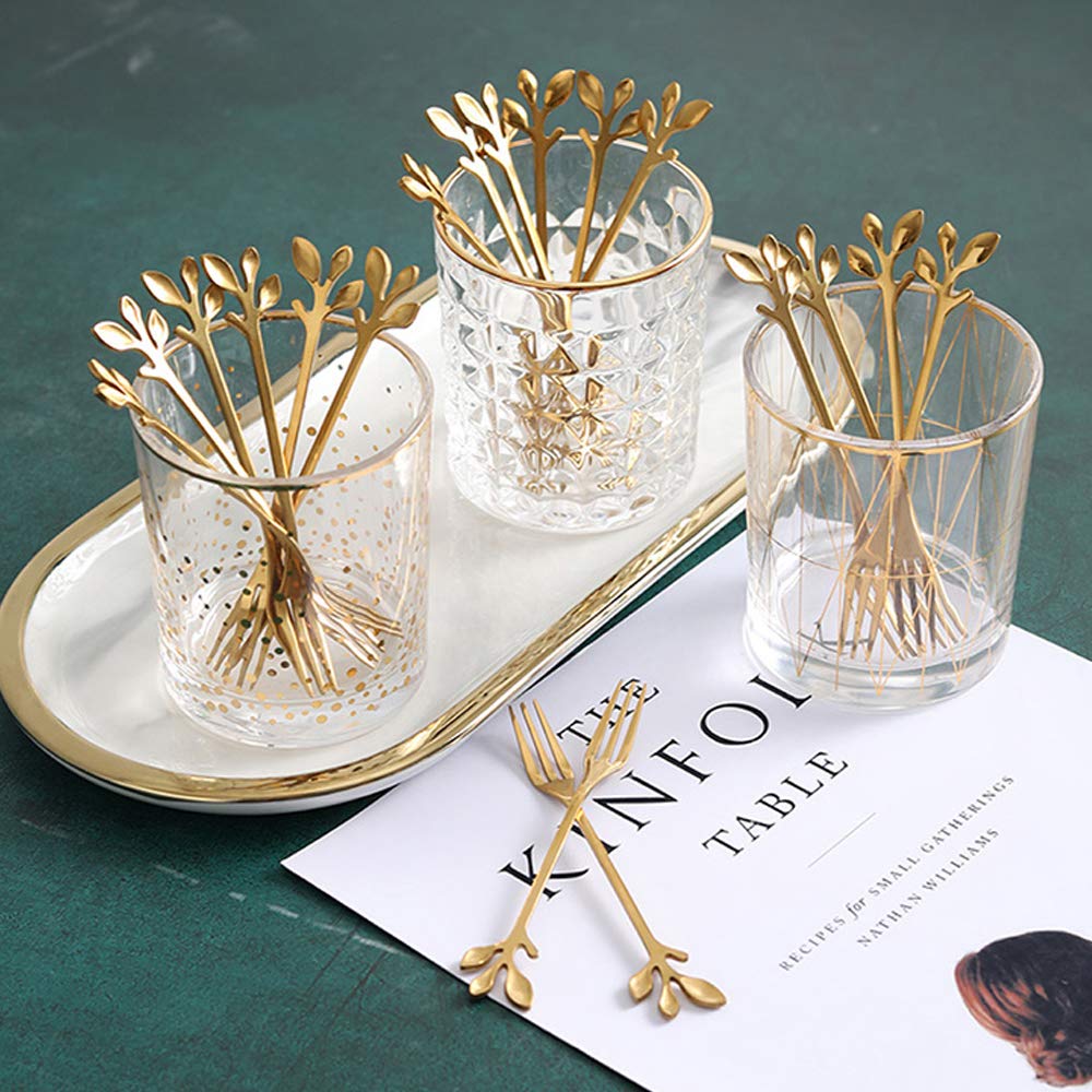 AnSaw 20-Piece Mini Gold Coffee Spoons & Dessert Forks Set, 4.7