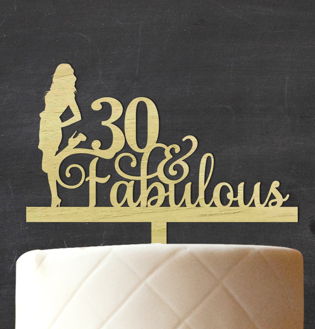 30 Fabulous Custom Birthday Cake Topper - Personalized Rustic Wooden Cake Decoration (6-7 Inches Wide) for Weddings, Anniversaries & Special Celebrations