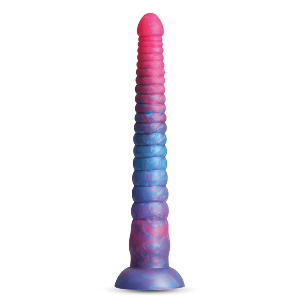 12-Inch Stacked Ribbed Liquid Silicone Dildo with Strong Suction Cup - Realistic Textured Adult Toy for Couples Play & Solo Pleasure