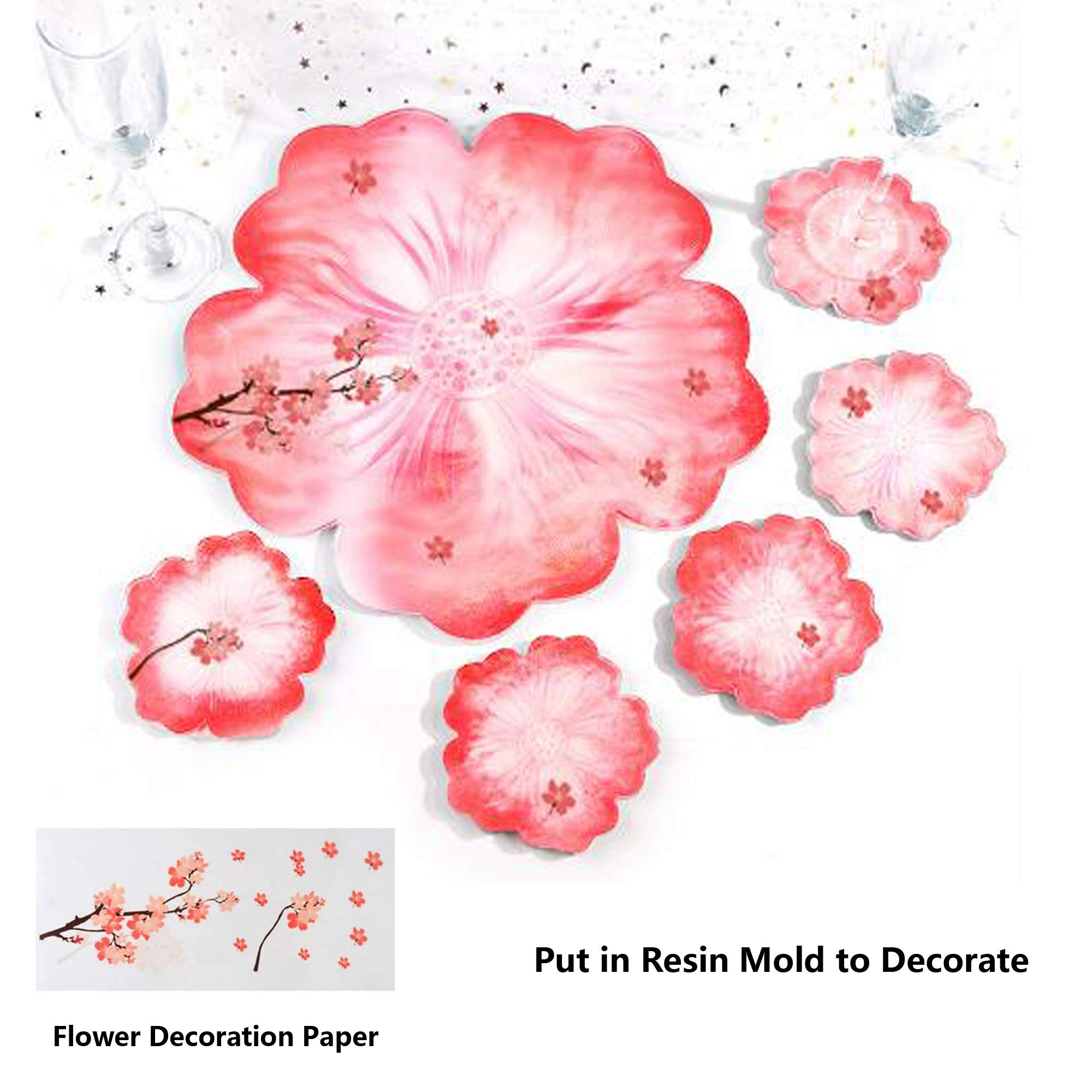 Large Silicone Flower Resin Coaster Molds Kit - 6pcs DIY Epoxy Resin Casting Trays for Agate Coasters, Home Decor & Craft Projects - Perfect for Wedding Favors, Gifts & Table Decorations