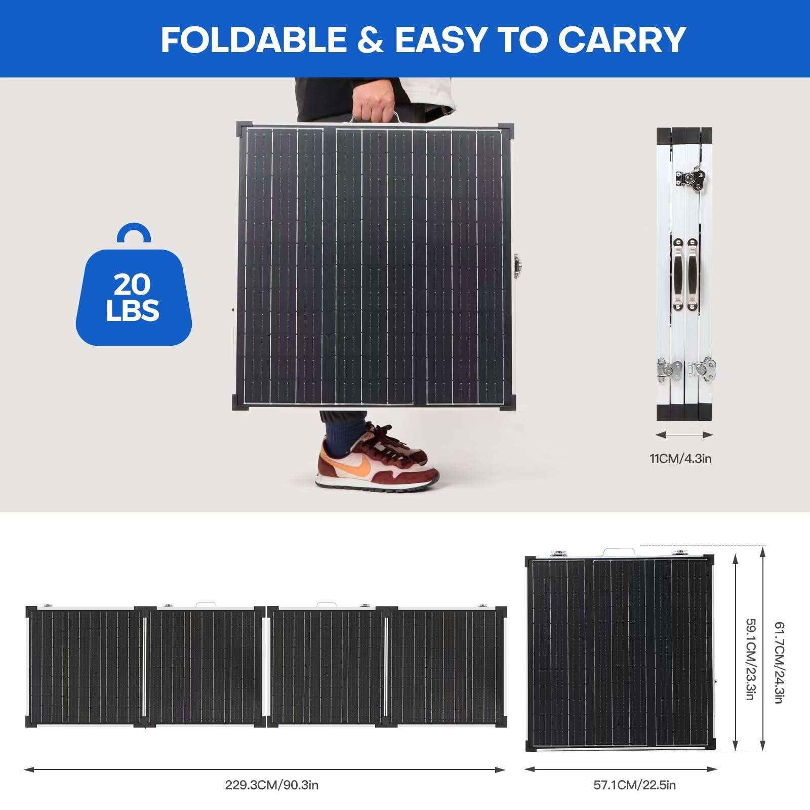 220W 12V Portable Solar Panel Kit with Charge Controller & Mount Bracket | Foldable Off-Grid Solar Charger for Power Stations | Perfect for Camping, RV, Marine & Boat Battery Charging | Waterproof & Durable Design for Outdoor Adventures