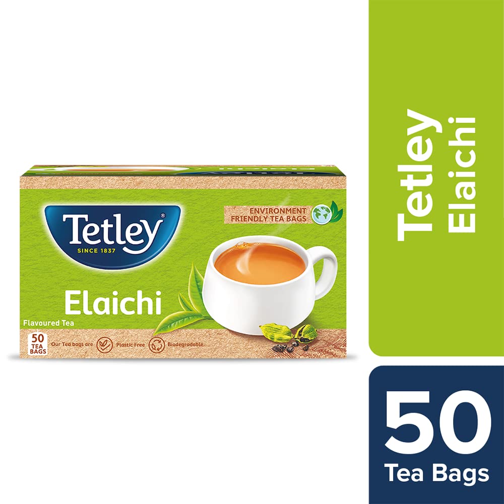Tetley Elachi Flavor Tea Bags - 50 Count | Premium Cardamom Infused Black Tea | Perfect for Relaxation, Afternoon Tea & Gifting