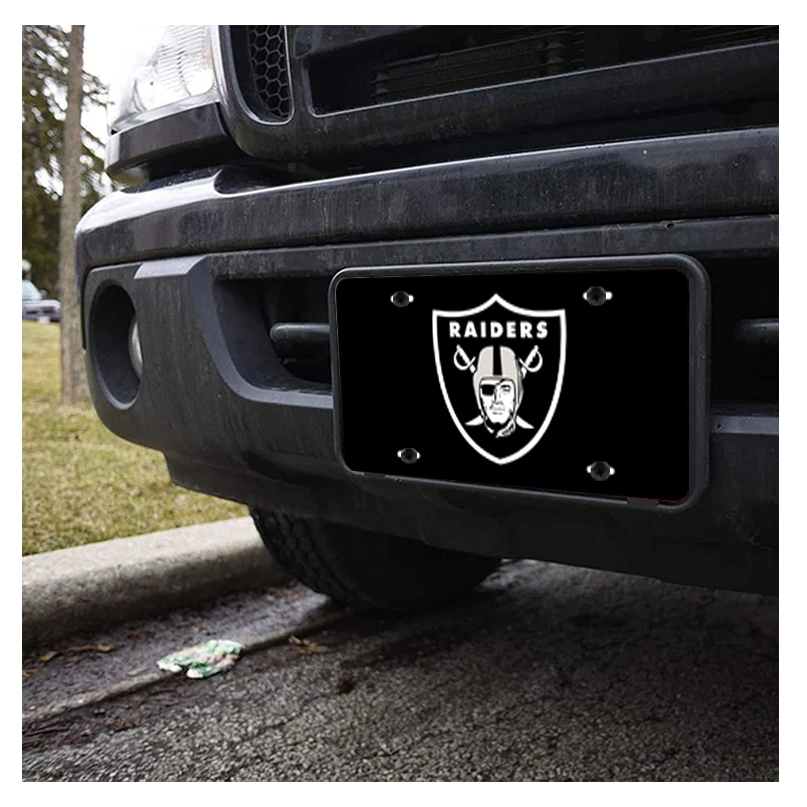 Oakland Raiders NFL Team License Plate Cover - Durable 12x6 Inch Aluminum Car Plate for Men, Women, Boys & Girls - Football Fan Accessories for Tailgating, Game Day & Car Decor