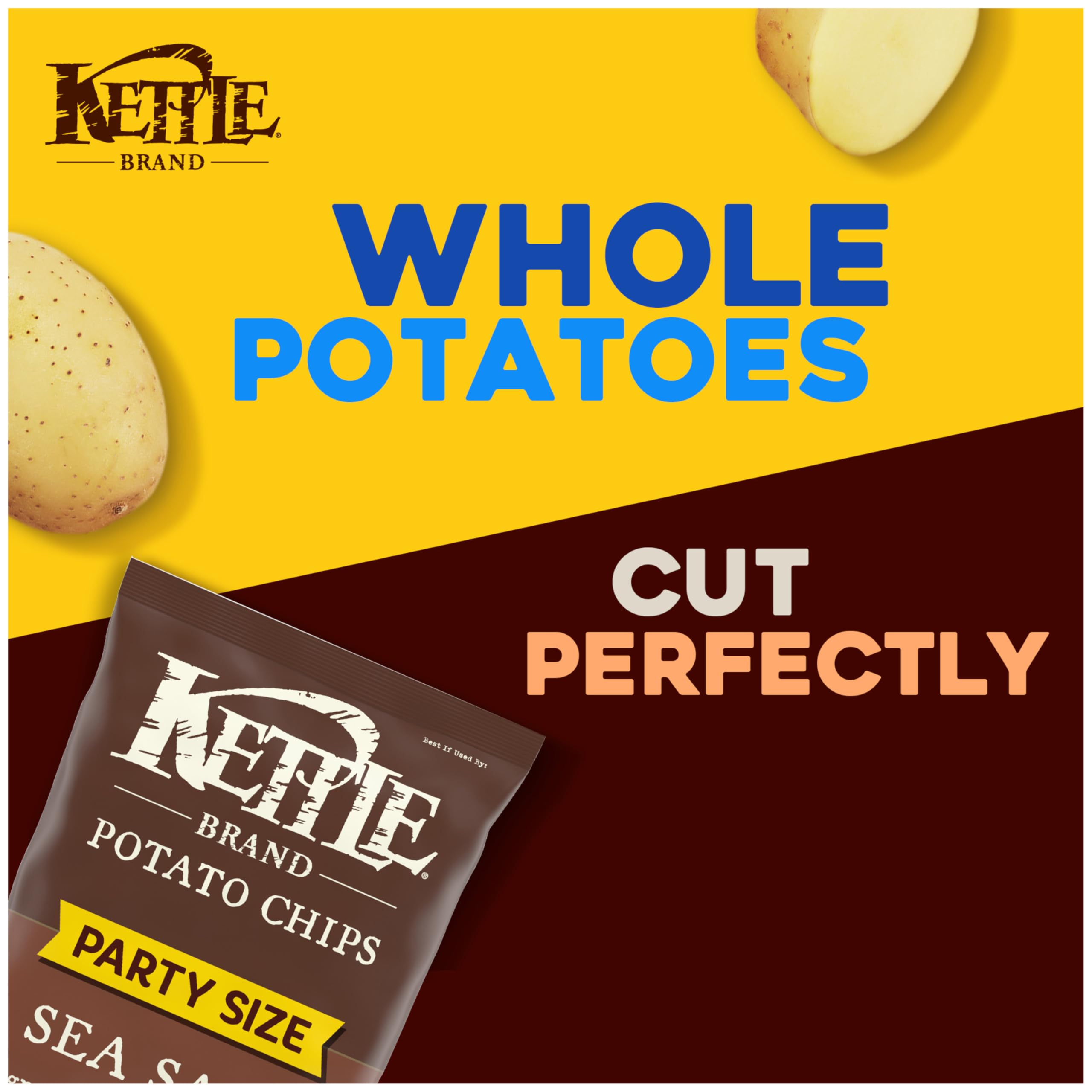 Kettle Brand Sea Salt Potato Chips 13oz - Crunchy Gluten-Free Snacks for Parties, Picnics & Movie Nights