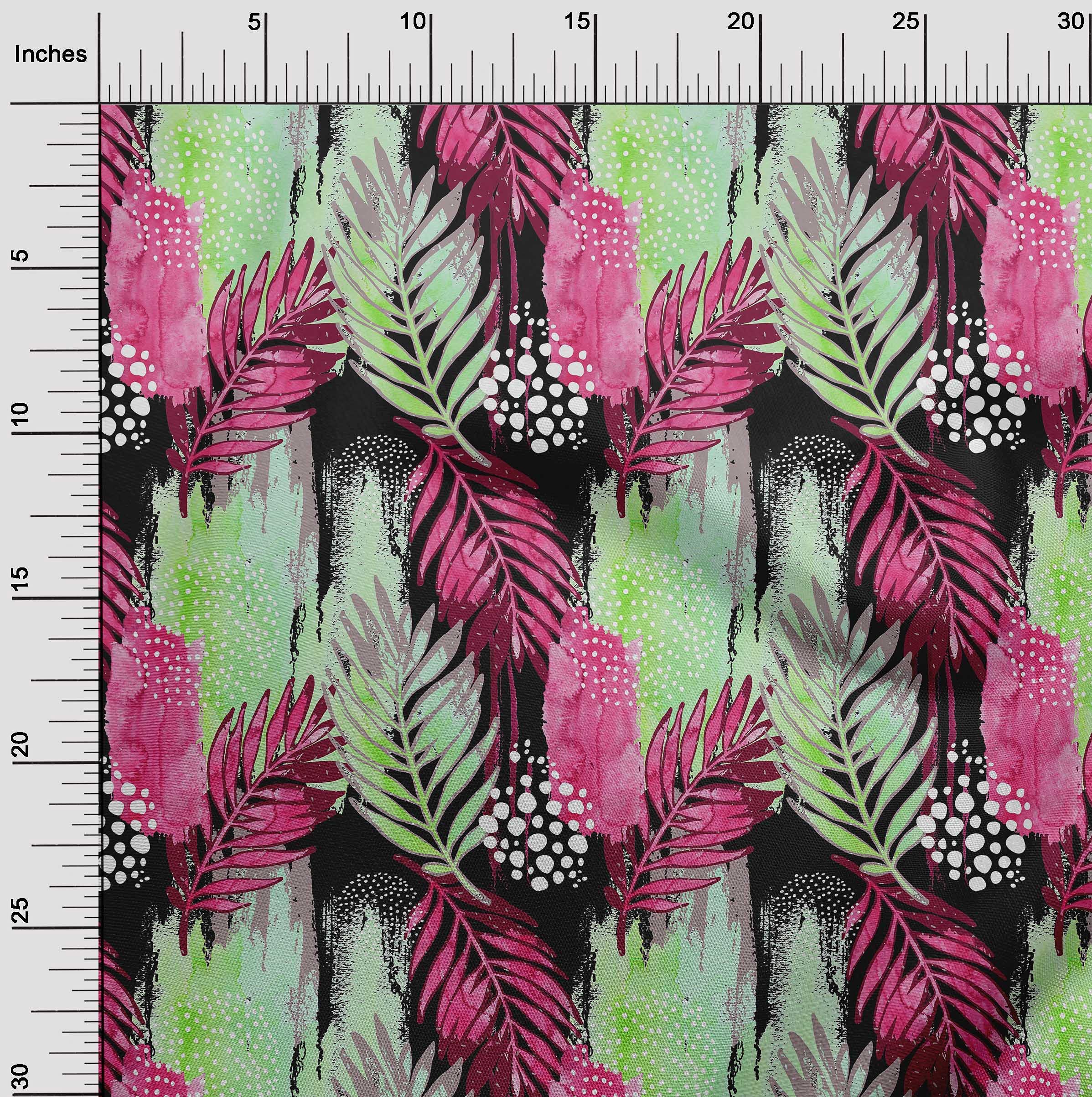 oneOone Cotton Poplin Pink Leaves Print Fabric by The Yard - 56 Inch Wide Soft Dress Material for DIY Clothing, Home Decor & Quilting