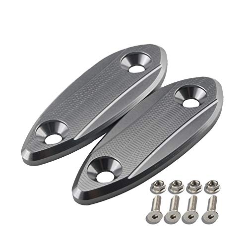 PRO-KODASKIN Motorcycle Rearview Mirror Block Off Plates - Compatible with Kawasaki ZX6R ZX-6R 2009-2015 - Titanium Finish - Decorative Mirror Cover Caps for Custom Bike Builds & Track Day Use