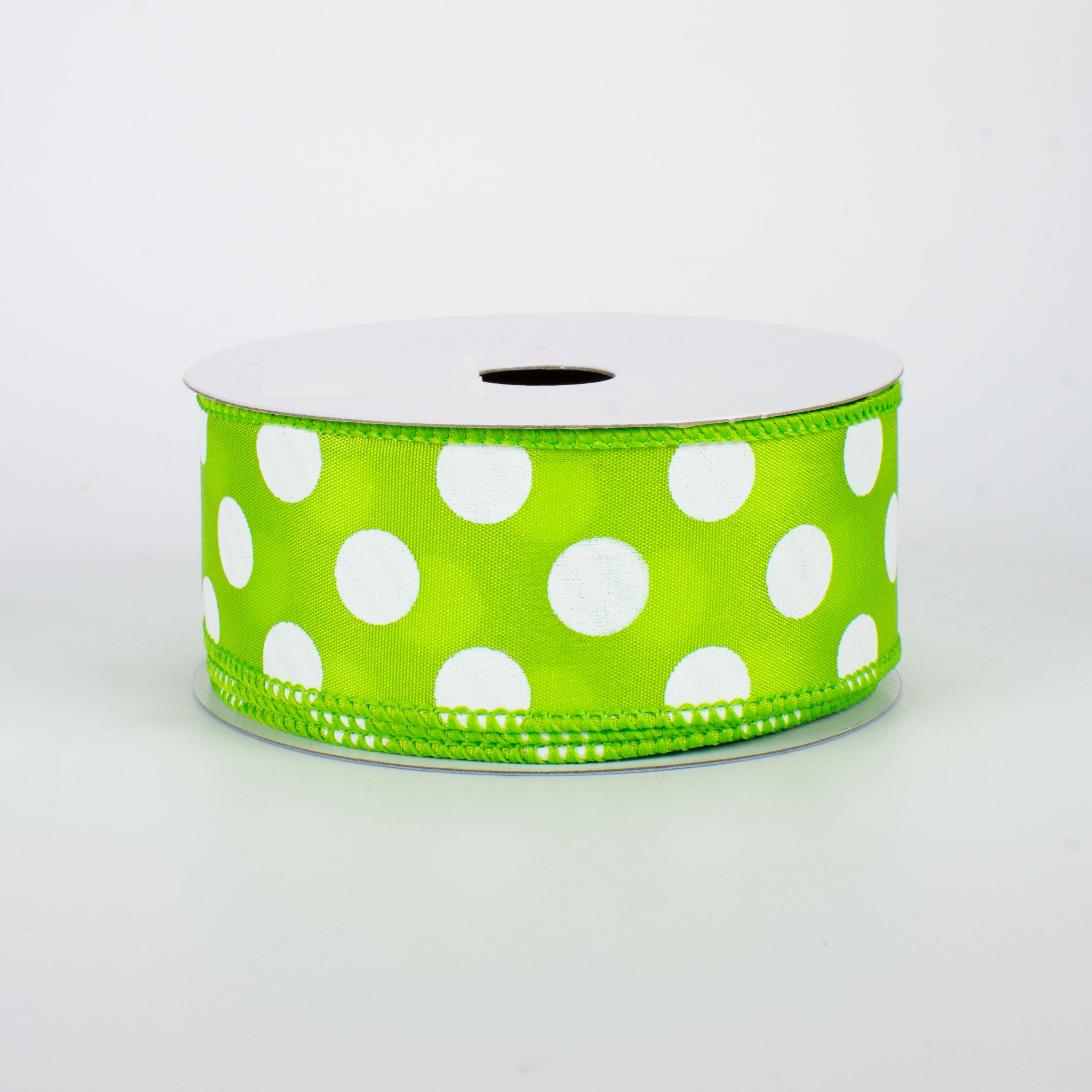 1.5 Inch Big Polka Dot Ribbon - Lime Green & White (10 Yards) for Gift Wrapping, Party Decorations, and DIY Crafts