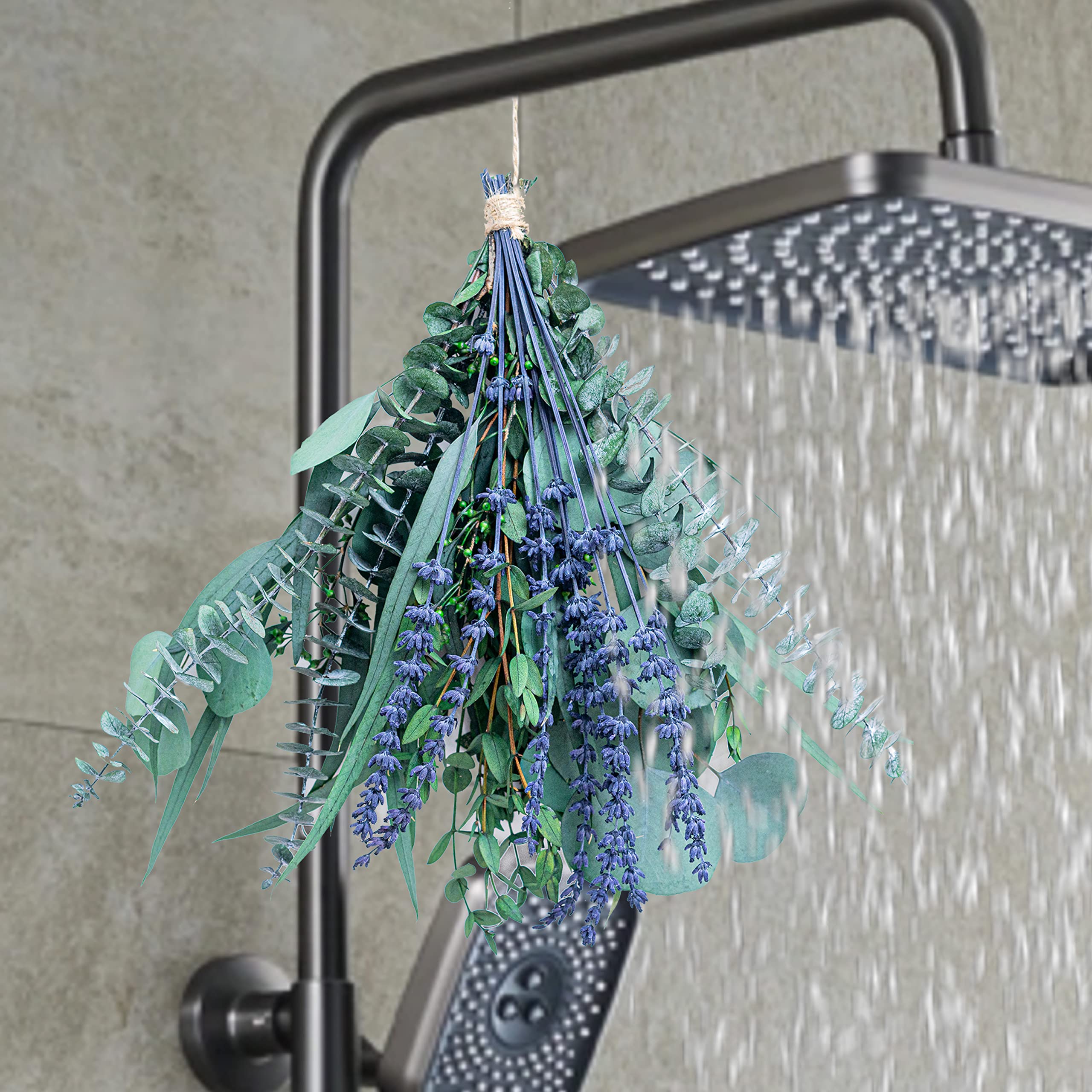 Natural Fresh Eucalyptus & Lavender Shower Bundle - Real Eucalyptus Leaves & Lavender Flowers for Aromatherapy | Relaxing Bathroom Decor, Spa Gift Idea & Home Decoration