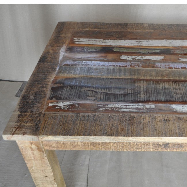 Reclaimed Wood & Mango Wood Rectangle Dining Table - 6 to 8 Seater Natural Finish 180cm - Perfect for Farmhouse, Rustic & Modern Dining Rooms