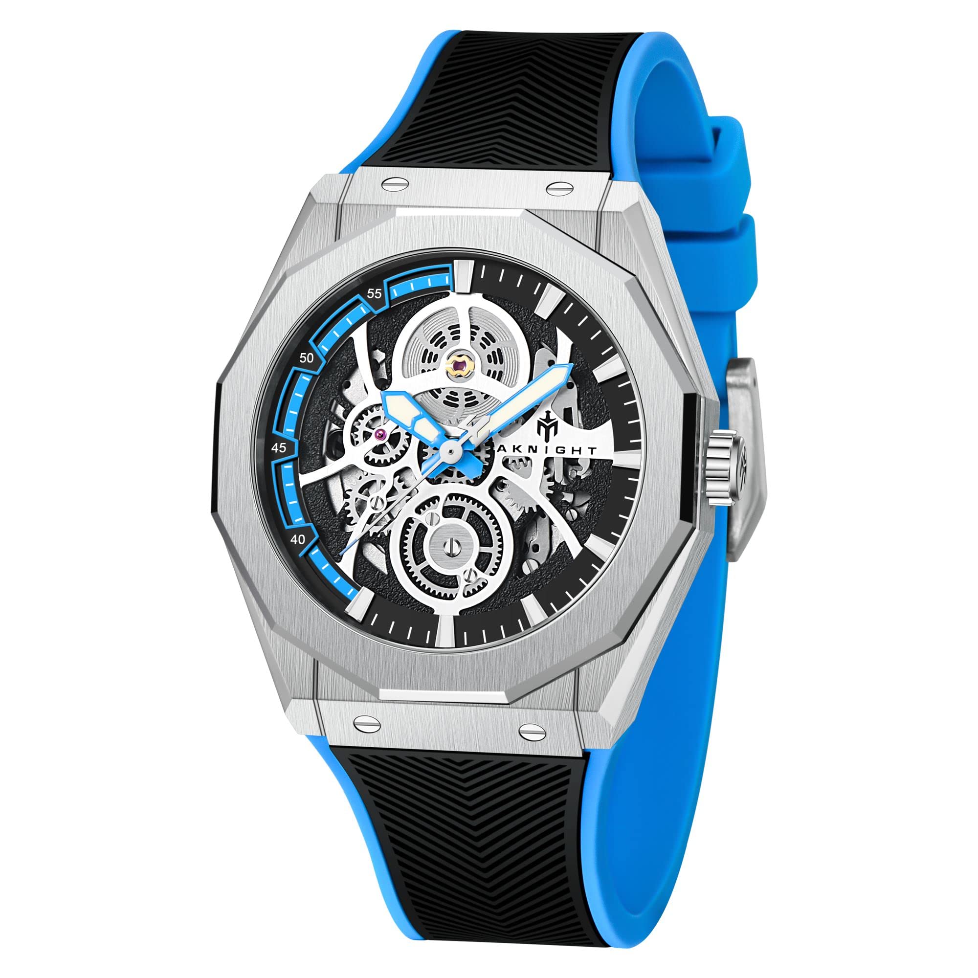 Automatic Mechanical Skeleton Watches for Men - Stainless Steel Self-Winding Luxury Watch with Sapphire Crystal, 100M Waterproof & Luminous Hands - Perfect for Diving, Business & Formal Occasions
