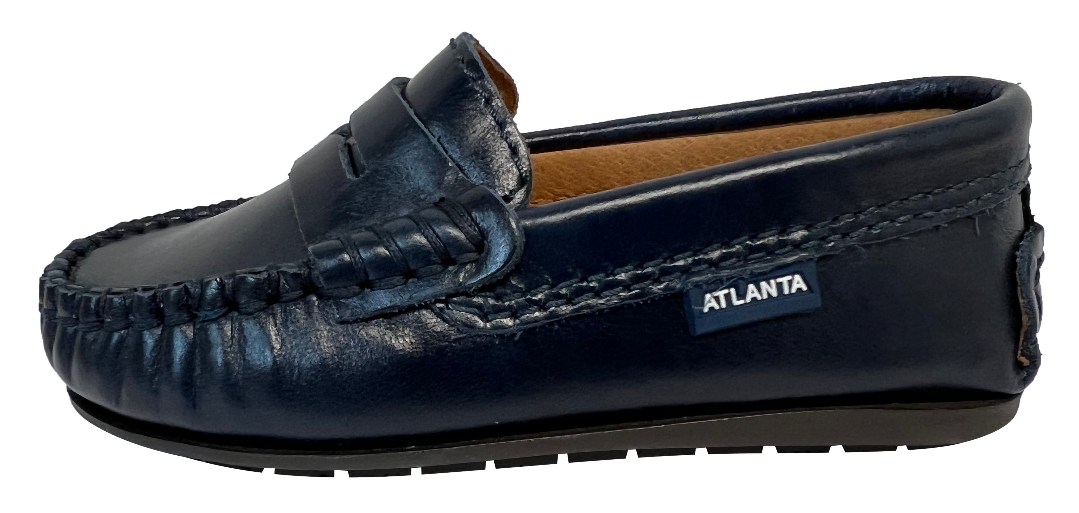 **Boys & Girls Smooth Leather Penny Loafers - Navy Blue Moccasin Style Shoes for School, Casual Wear & Special Occasions**