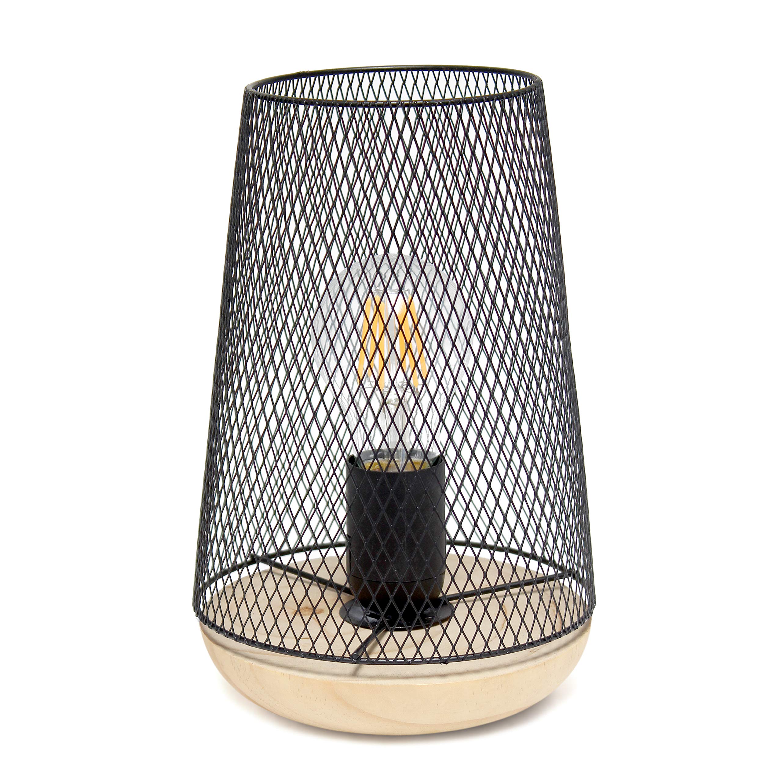 Simple Designs LT1074-BLK Black Wired Mesh Uplight Table Lamp - Modern Home & Office Lighting for Bedroom, Living Room, or Study Desk