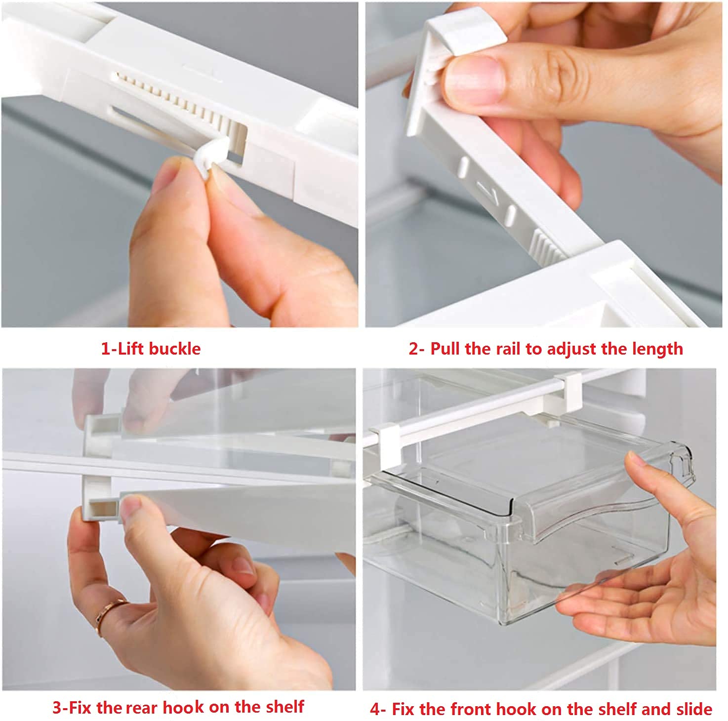 Refrigerator Pull Out Bin Organizer - Clear Fridge Drawer Storage Box for Food, Under 0.6