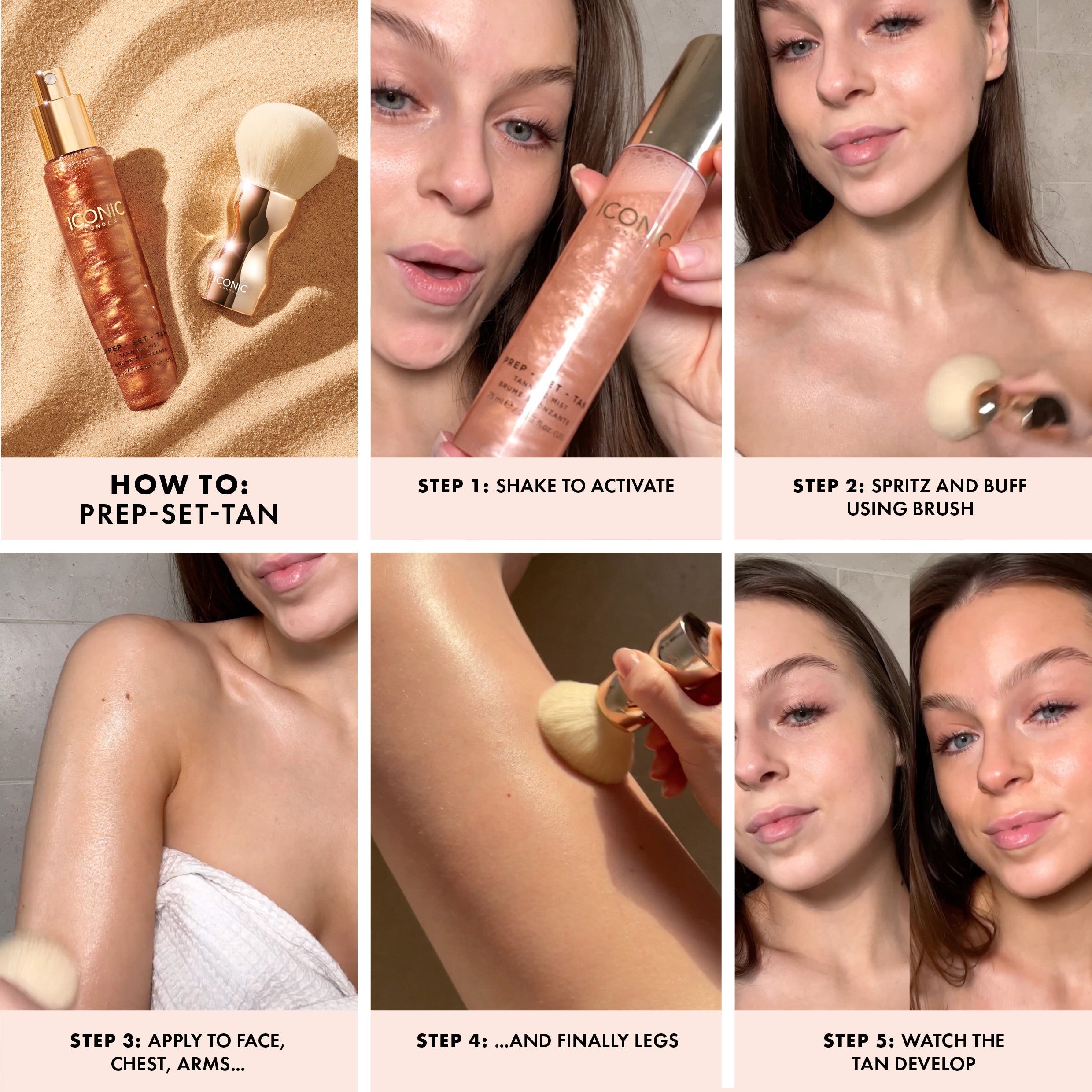 Prep Set Tan Mist - Natural Sunless Self Tanner for a Flawless Glow | Perfect for Face & Body | At-Home Salon Quality Tanning Solution for a Sun-Kissed Look