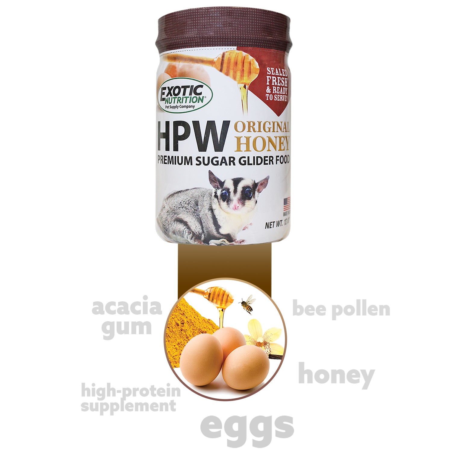 Premium HPW Sugar Glider Complete Diet Food - High Protein Nutritional Powder Mix for Exotic Pets - Ideal for Sugar Gliders, Flying Squirrels & Small Marsupials - Perfect for Daily Feeding & Breeding Nutrition