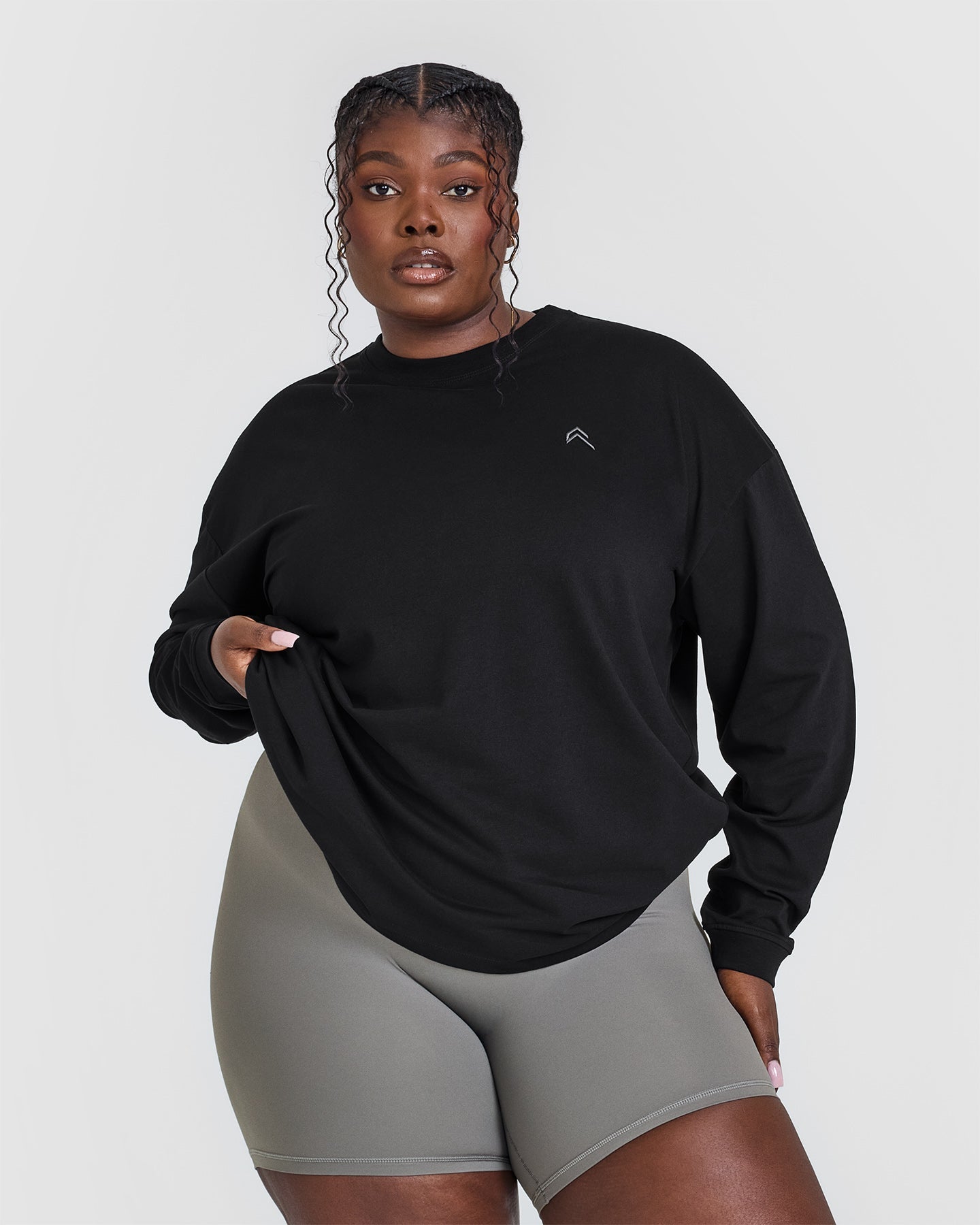 Classic Oversized Lightweight Long Sleeve T-Shirt for Women - Soft & Comfortable Black Top for Casual Wear, Layering & Everyday Outfits