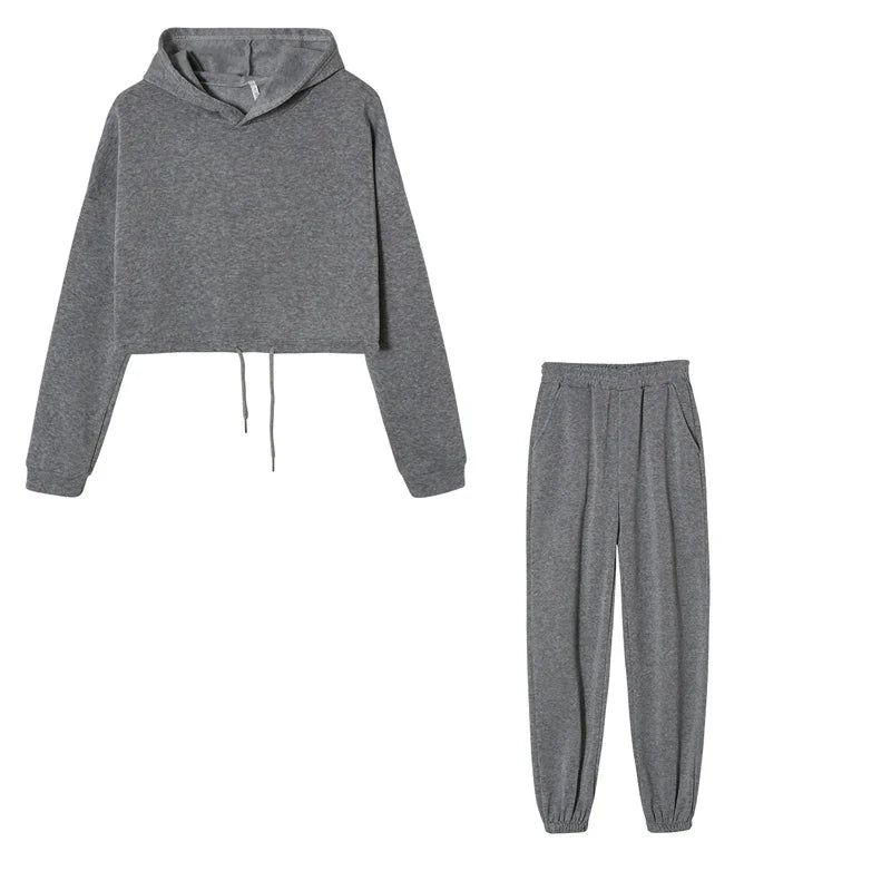 Trendy Women's Long Sleeve Sporty Casual Two-Piece Outfit Set with Waistband - Perfect for Gym, Yoga, Running & Everyday Streetwear