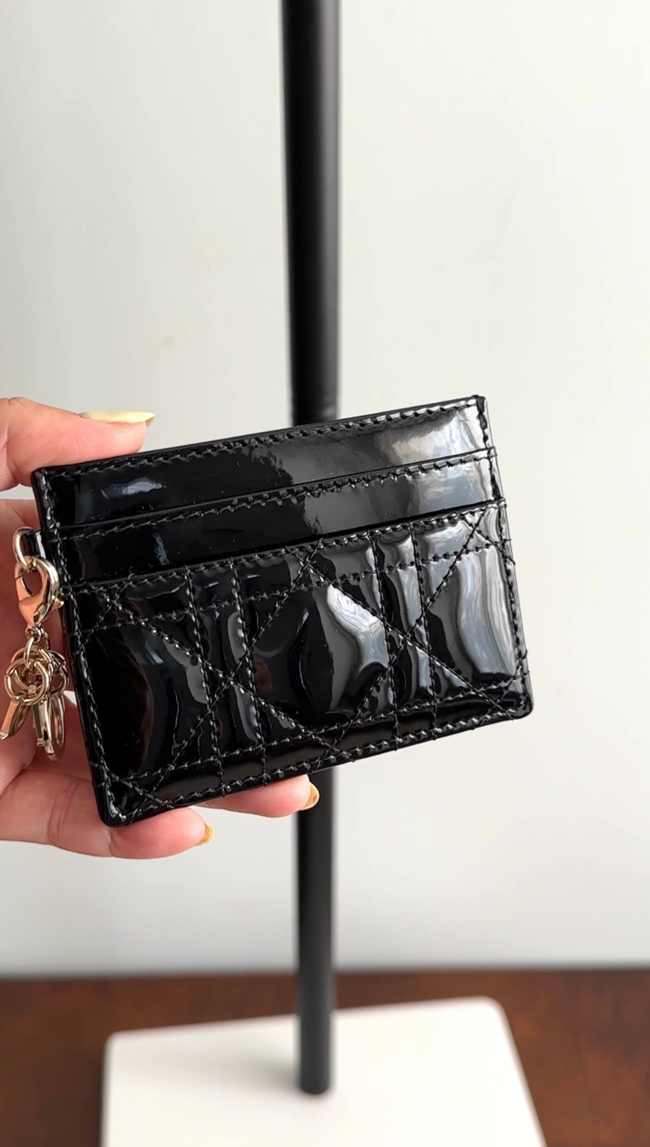 Christian Dior Black Patent Leather Cannage Card Holder - Luxury Wallet for Credit Cards & ID - Perfect for Everyday Use & Special Occasions