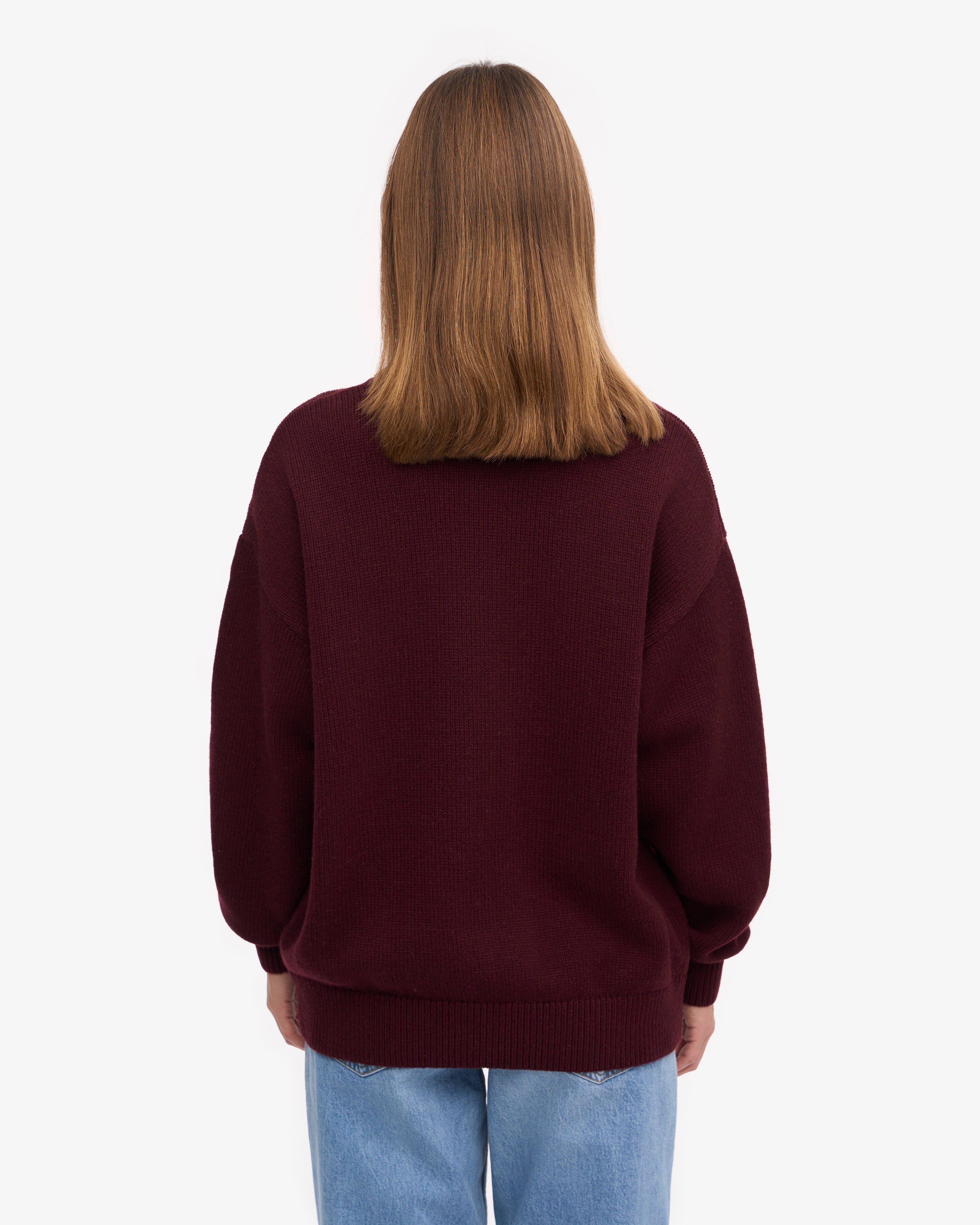 Premium Oversized Merino Wool Sweater for Women - Soft & Warm Oxblood Red Crewneck Pullover - Perfect for Winter, Fall & Casual Outfits