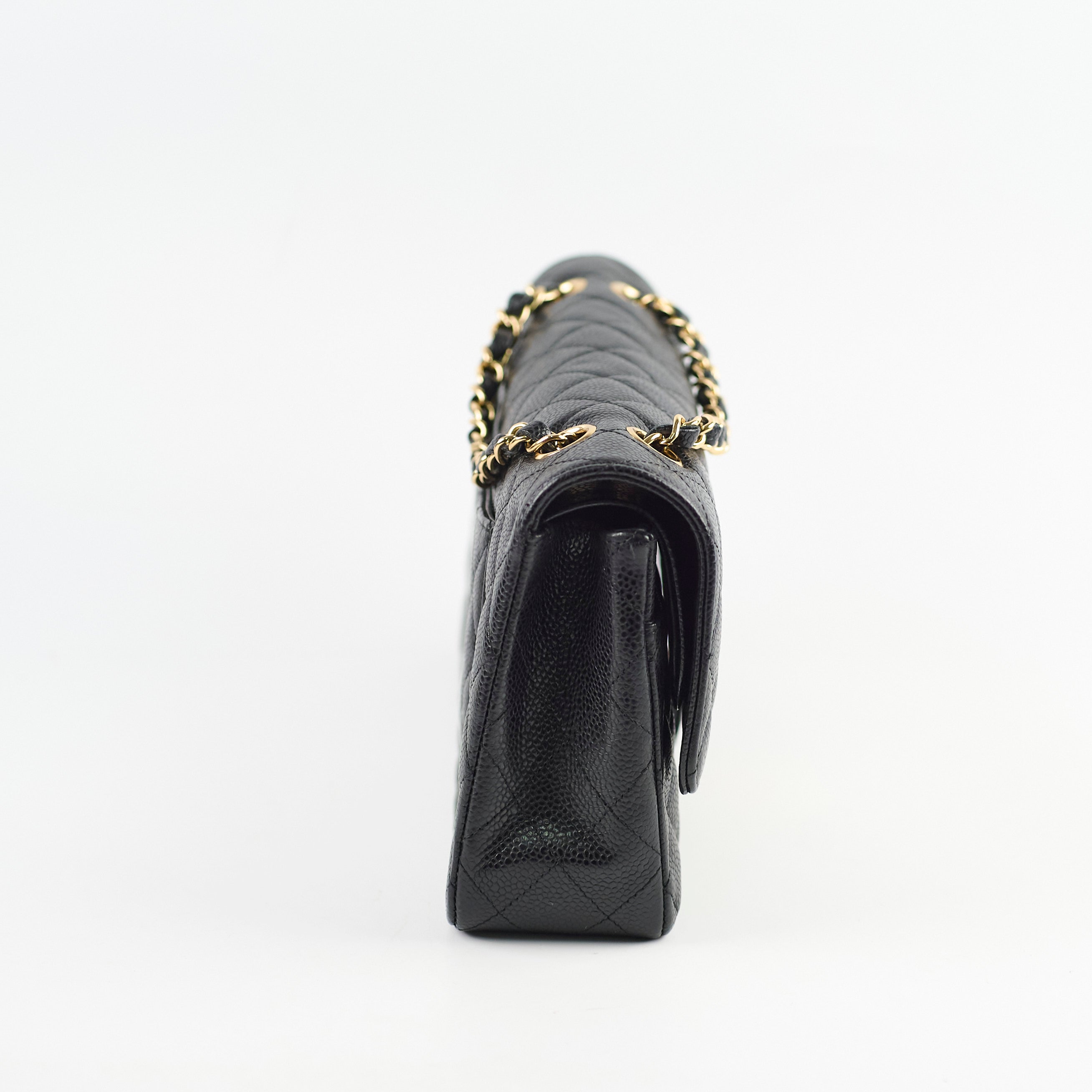 Chanel Medium/Large Caviar 24k Gold Double Classic Flap Bag in Black | Luxury Designer Handbag for Women | Perfect for Evening Events, Parties & Special Occasions