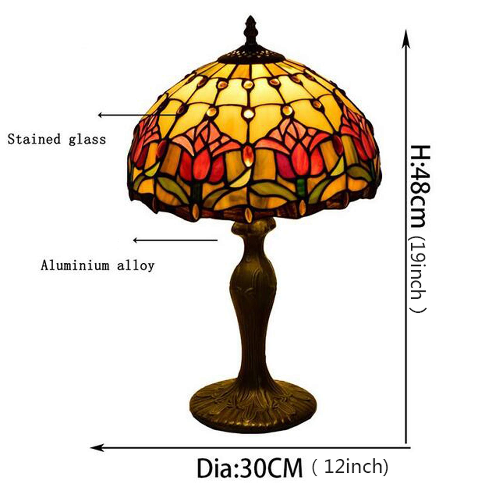 Tiffany Style Stained Glass Table Lamp - 12