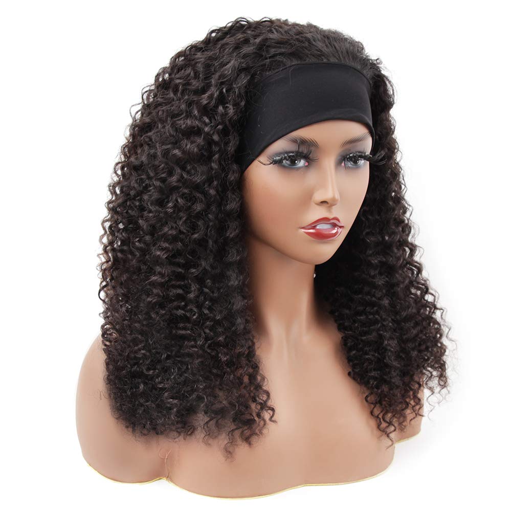 ISEE Headband Wig - 26 Inch Kinky Curly Human Hair Wigs for Black Women | Glueless No Lace Front | 180% Density | Perfect for Daily Wear, Parties & Protective Styling