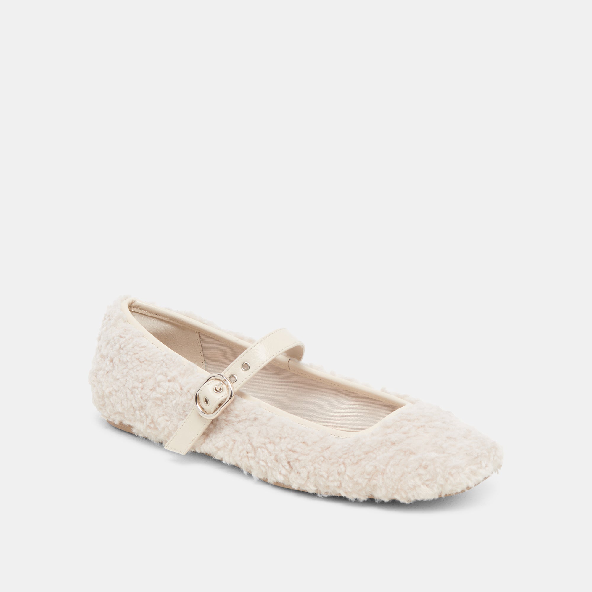 RODNI Plush Ballet Flats for Women - Soft & Comfortable Creme Slippers for Home, Lounge & Travel - Cozy Indoor Shoes with Non-Slip Sole