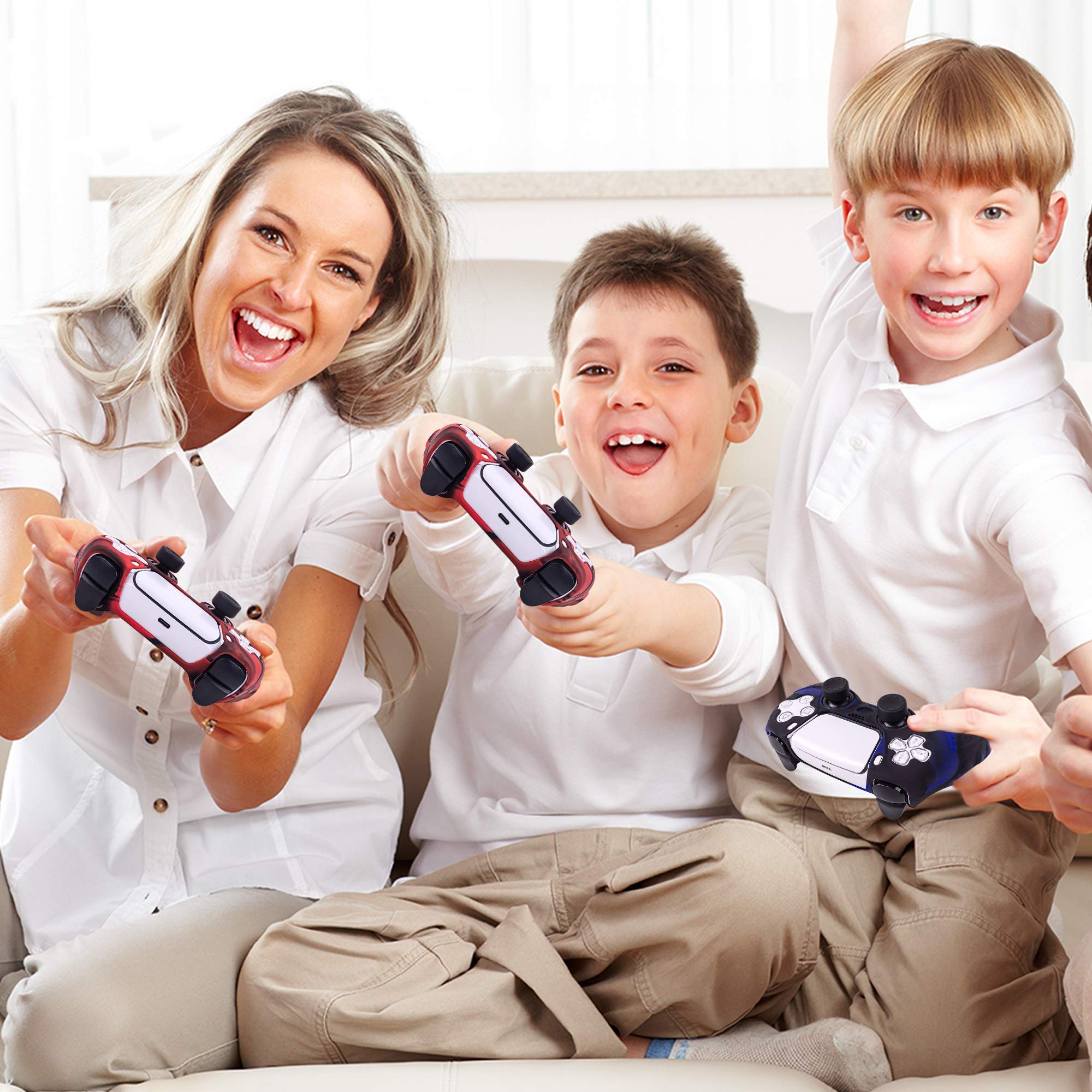 Anti-Slip PS5 Controller Cover - Silicone Skin with 6 Thumb Grips (Camouflage) for Enhanced Gaming Comfort