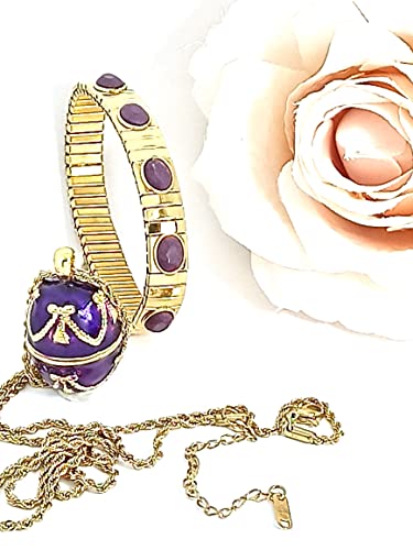 amethyst faberge egg locket set