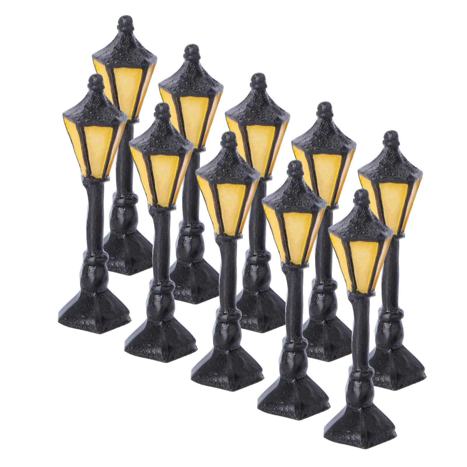 NUOBESTY 10pcs Mini Resin Garden Lights - Decorative Yard Lamp Models, Sand Table Ornaments & Mini House Accessories for Outdoor Decor, Fairy Gardens, and Tabletop Displays