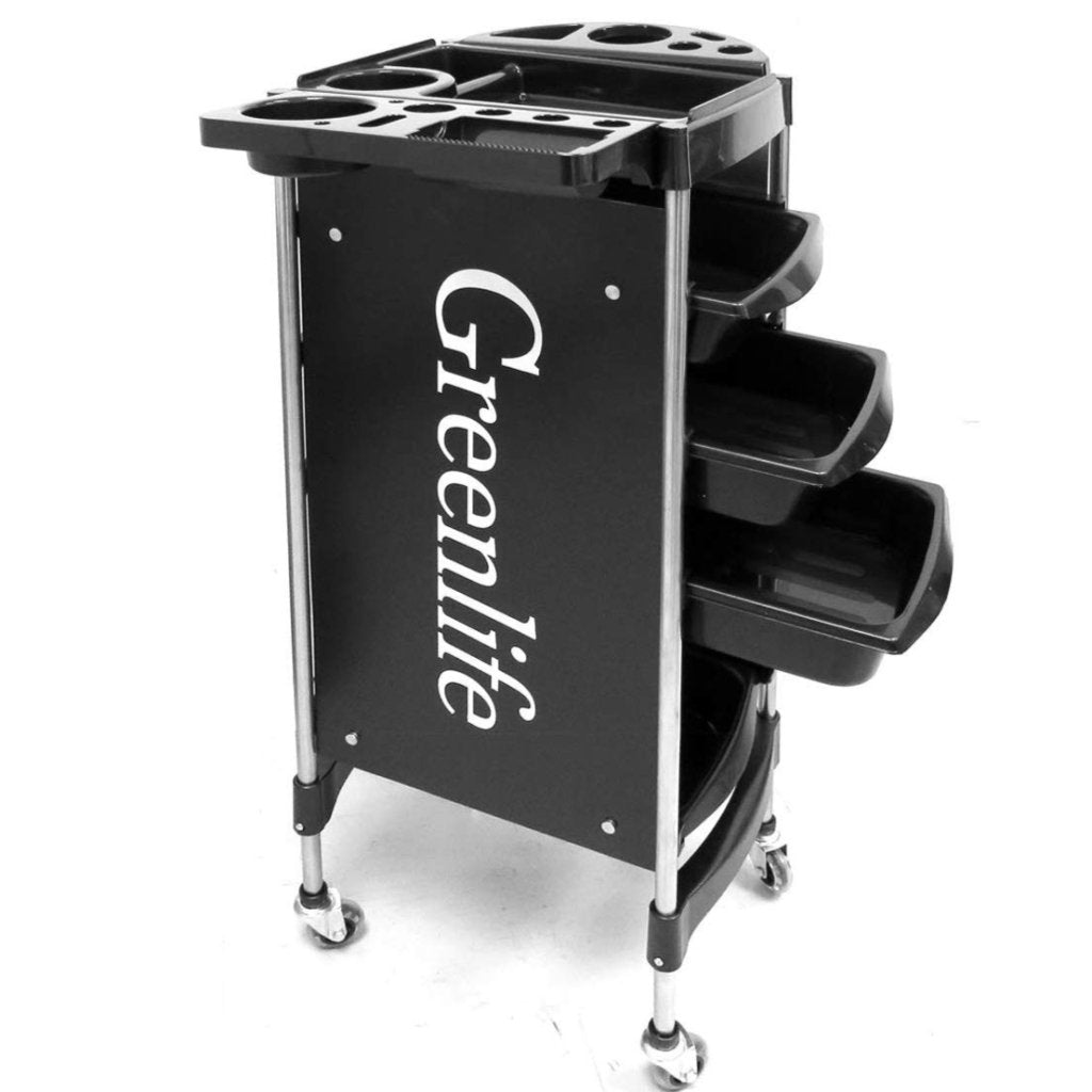 Greenlife Salon Trolley Cart - Aluminum Hair Styling Station with 4 ABS Drawers & Silicone Wheels for Hairdressers | Mobile Beauty Storage for Salon, Barbershop & Home Use